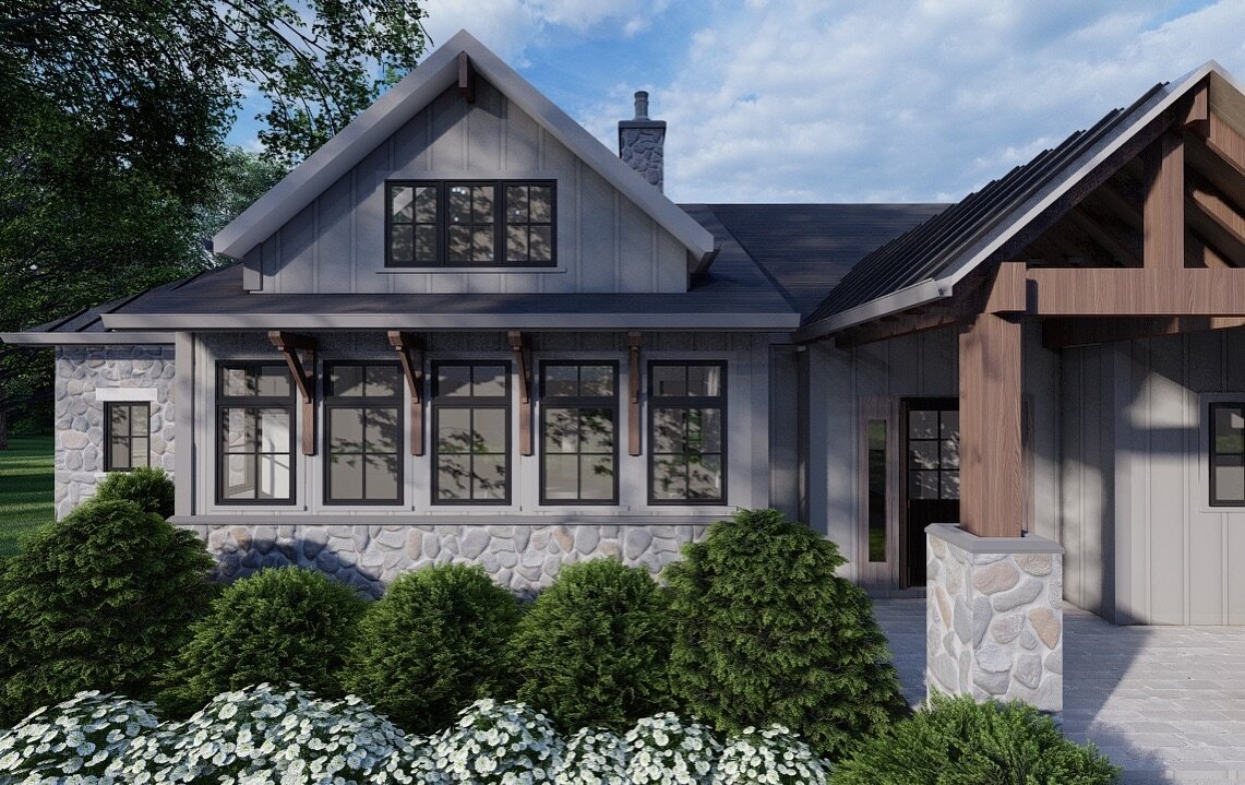 Creating homes that belong in a story book 🥹!

Thrilled for client approval on our ranch design. Behind this exterior lies a new kitchen. No upper cabinets on this wall to allow for max daylight! 

We have designed custom brackets to flank each wind