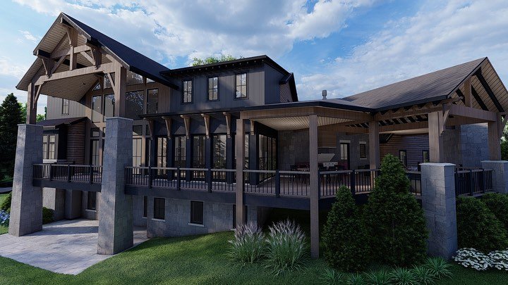 Montana meets Windham NY. 

Follow along some exterior renderings of this stately mountain home that has views to both Windham and Hunter Mountain. 

We specifically shaped the house to take advantage of all the views the property has to offer. 

The
