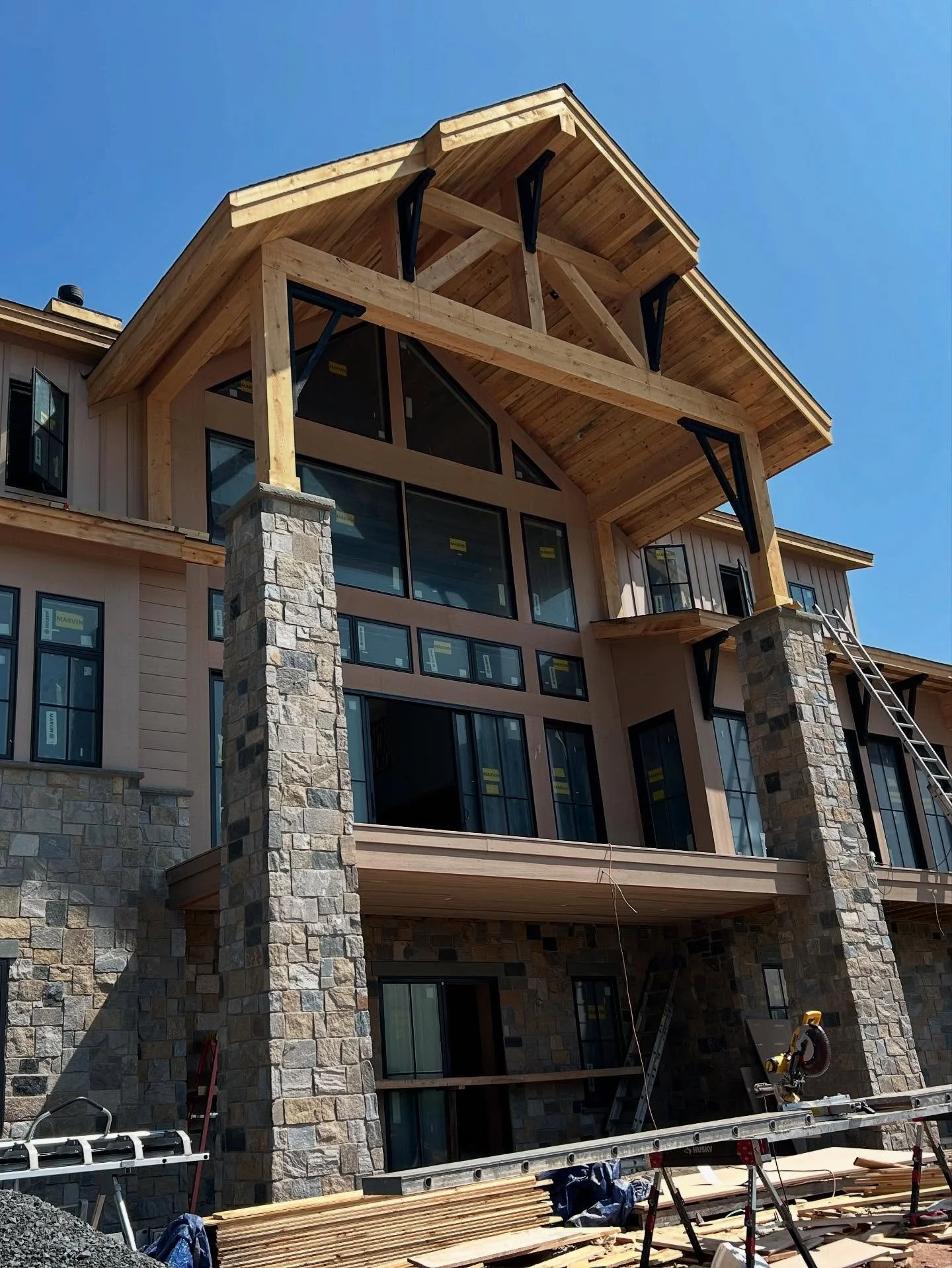 We had the chance to visit our Mountain Home up in Windham NY! Typically we wait to show off the finished product but these progress pictures can not be saved for my eyes only!
An absolutely stunning and stately masterpiece overlooking Windham and H