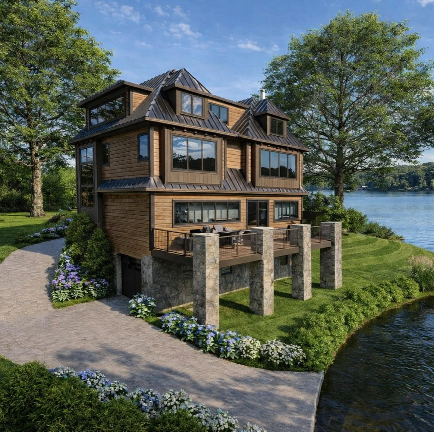 LAKE HOUSE RETREAT!!!

Same footprint &mdash;-> new house! Swipe to see the before of this generational home! We are honored to work on this project as our clients let us design something unique and special for a home that&rsquo;s been in their fa