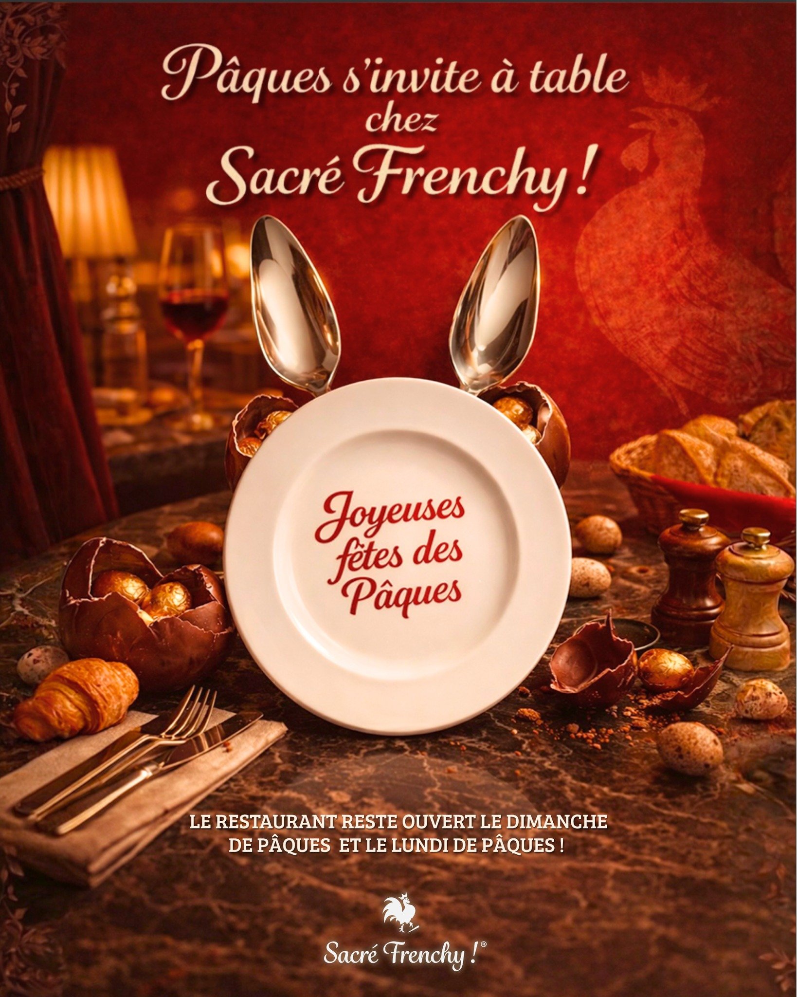 🐣🌸 P&acirc;ques, c&rsquo;est demain ! 🌸🐣

Et si vous c&eacute;l&eacute;briez ce moment autour d&rsquo;un brunch gourmand, g&eacute;n&eacute;reux et plein de douceur au Sacr&eacute; Frenchy ? 🍽️✨

Pour l&rsquo;occasion, notre Chef vous a imagin&e