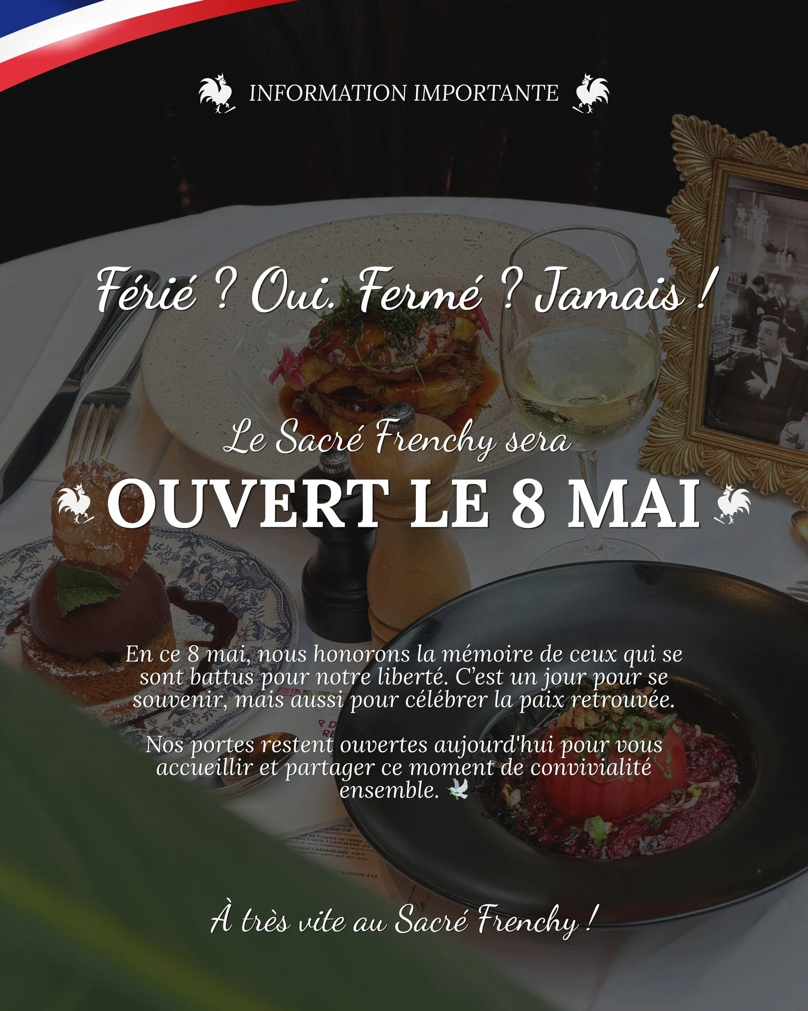 Que vous soyez de passage &agrave; Paris ou que vous souhaitiez profiter de ce jour de repos, nous avons tout pr&eacute;vu pour que vous passiez un moment inoubliable :

Service Continu 🍽️ de 11h &agrave; 23h30 pour satisfaire toutes vos envies.

Ha