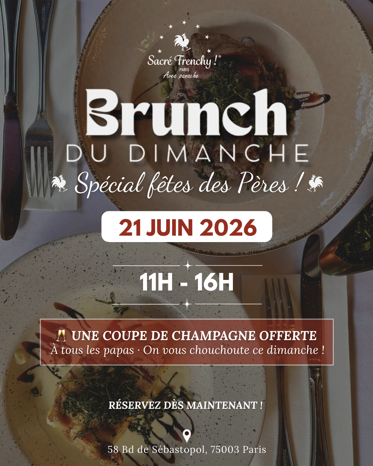 🥂 FÊTE DES PÈRES LE DIMANCHE 21 JUIN AU SACRÉ FRENCHY : LE BRUNCH IDÉAL POUR CÉLÉBRER LES PAPAS ! 👨‍👦❤️