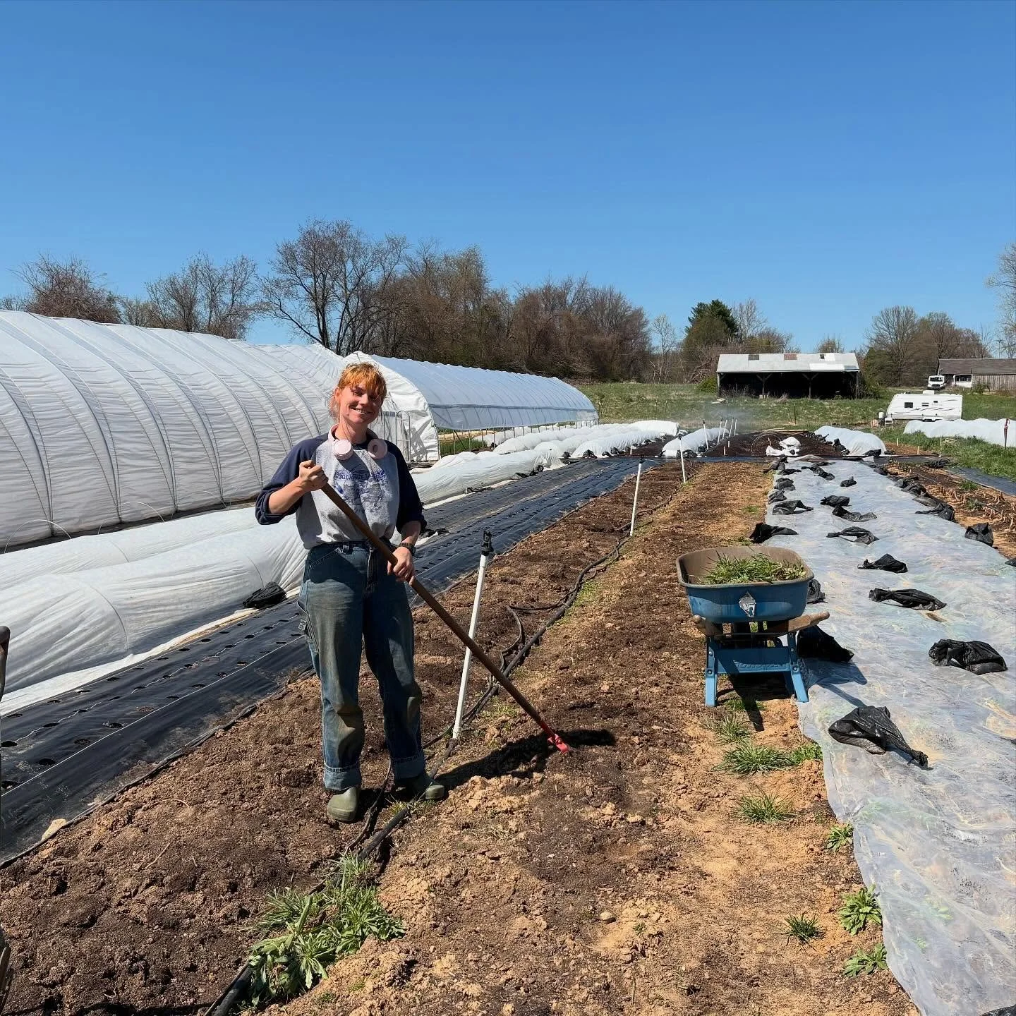 It&rsquo;s been bed prep on top of more bed prep this month! We are excited for when crops really take off. In this shot Luca is using a scuffle hoe (my personal favorite hoe) to get rid of some stubborn weeds so we can grow veggies.