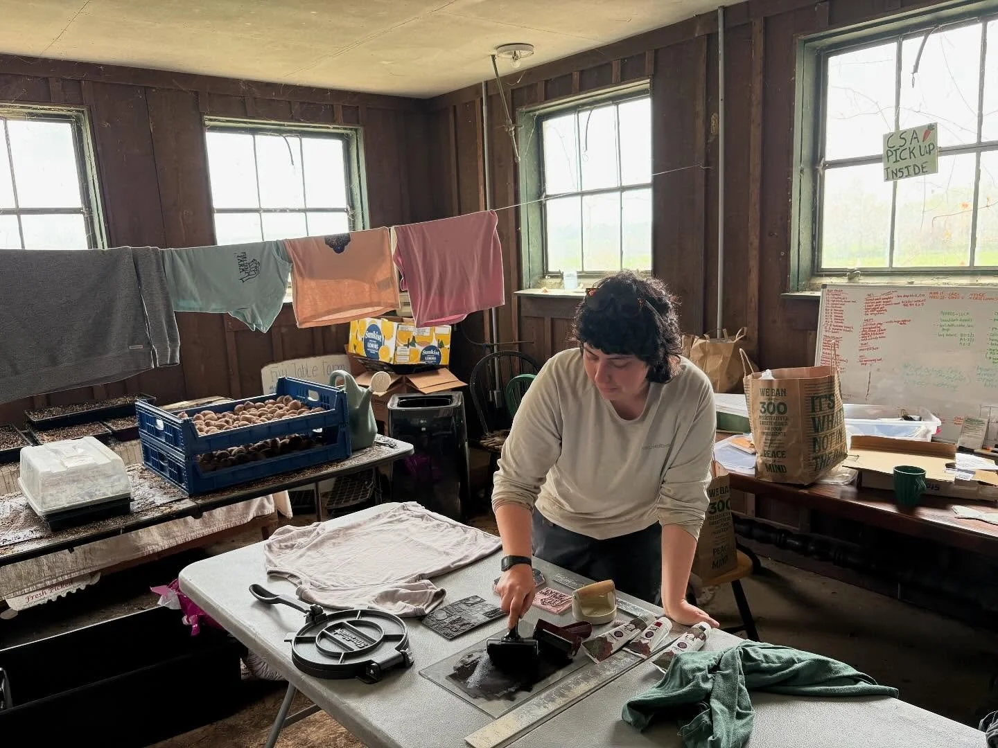 Fun things are happening in our office/break room/temporary art studio! Swipe through to see some new merch we will have on offer soon.