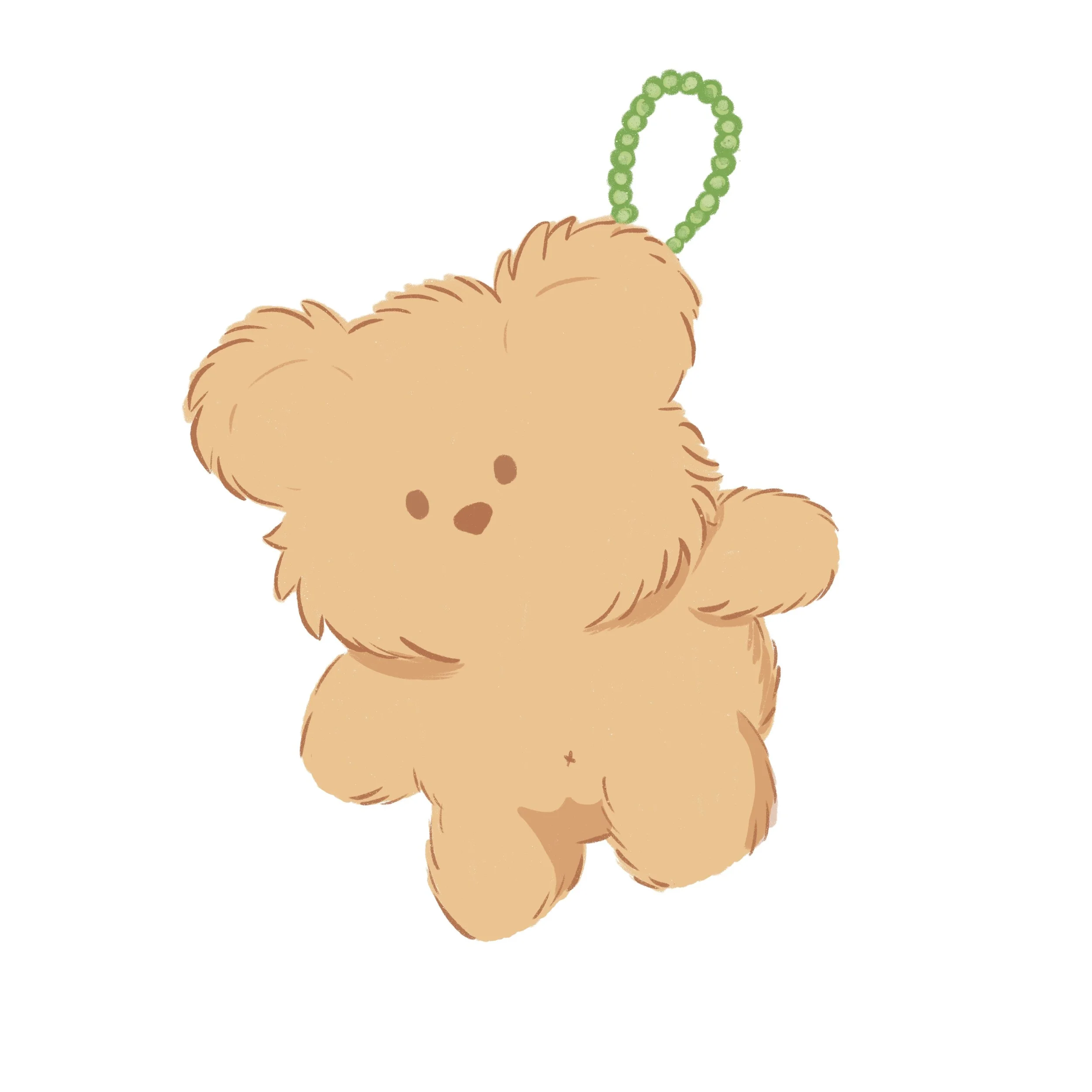 Peluche de oso de peluche en forma de figura decorativa con cinta de perlas verdes en la parte superior