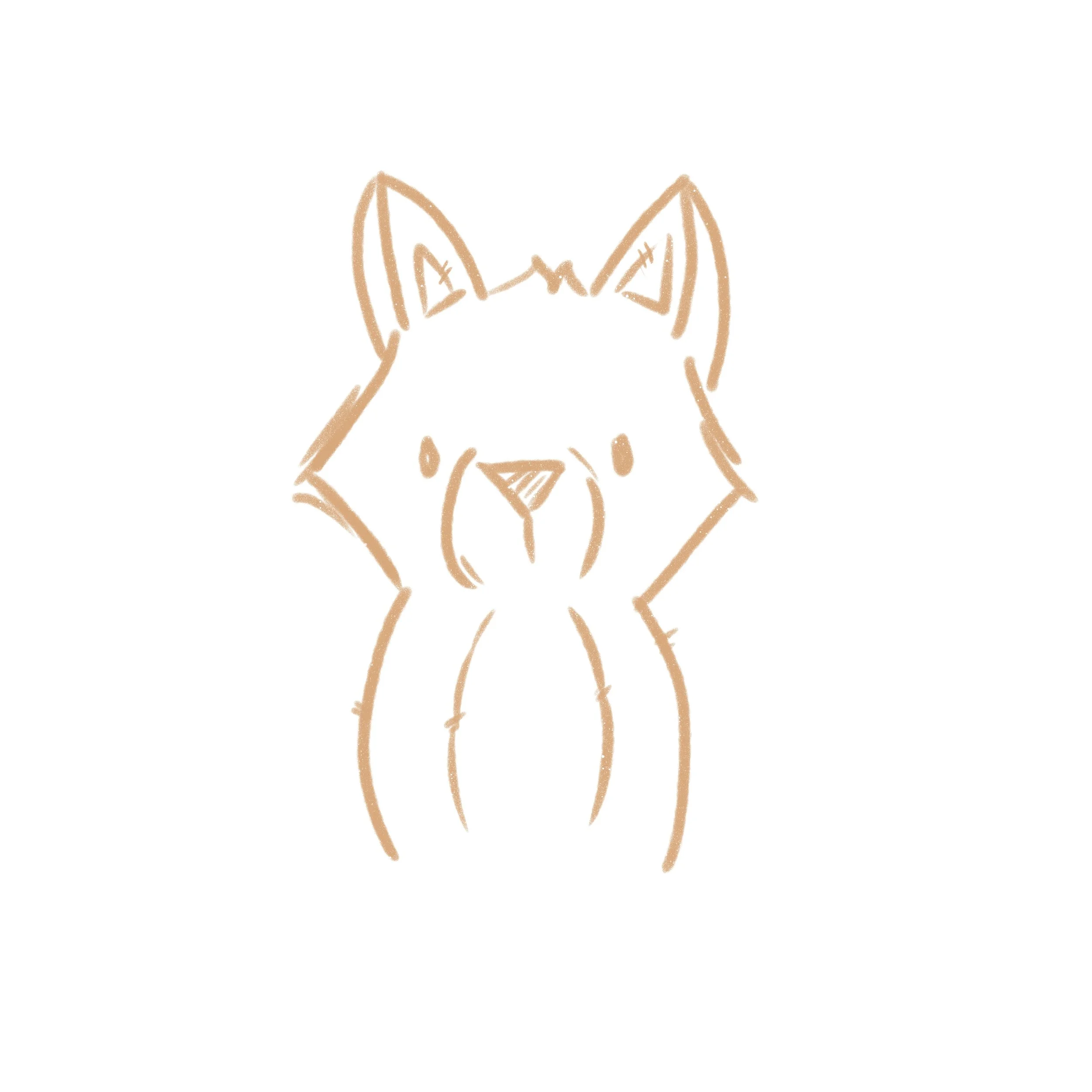 Dibujo simple de un zorro en color marrón claro en estilo de línea