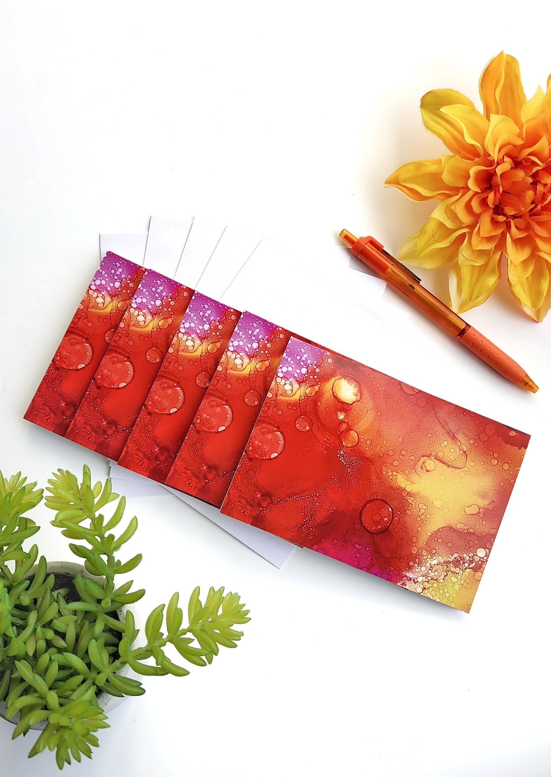 Orange Yellow Pink Greeting Cards