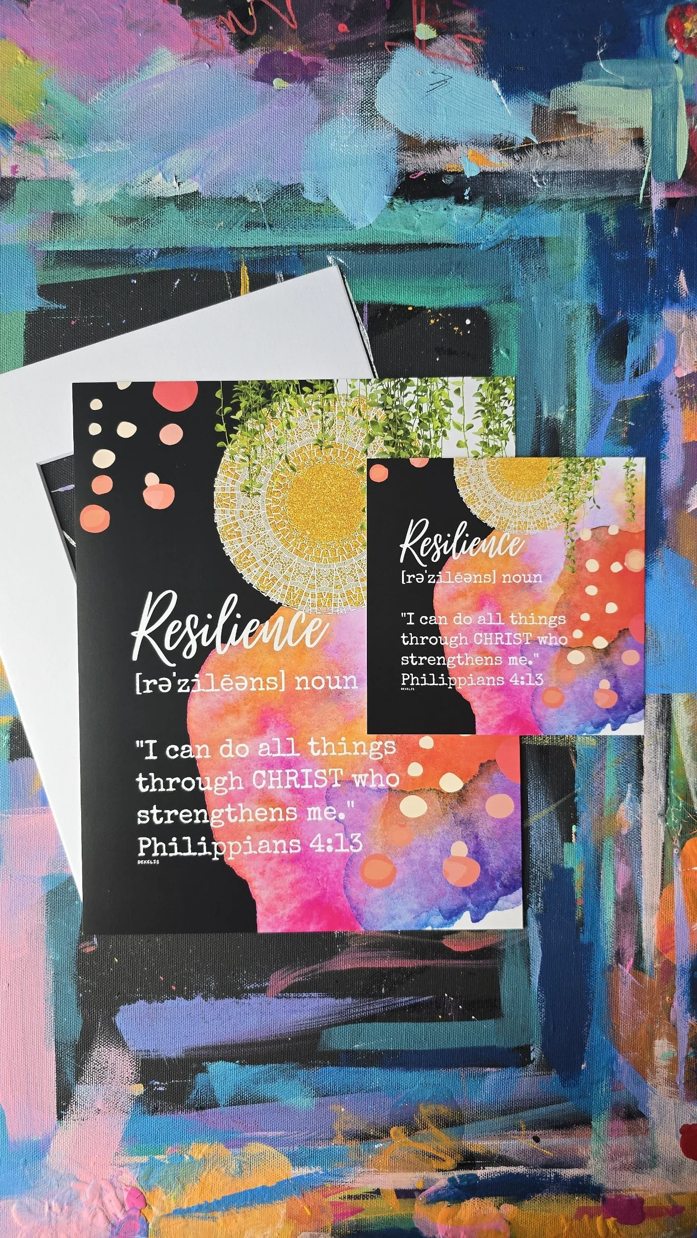 Resilience Philippians 4:13 Inspirational Digital Collage Art Print by DeKelis Art Studio