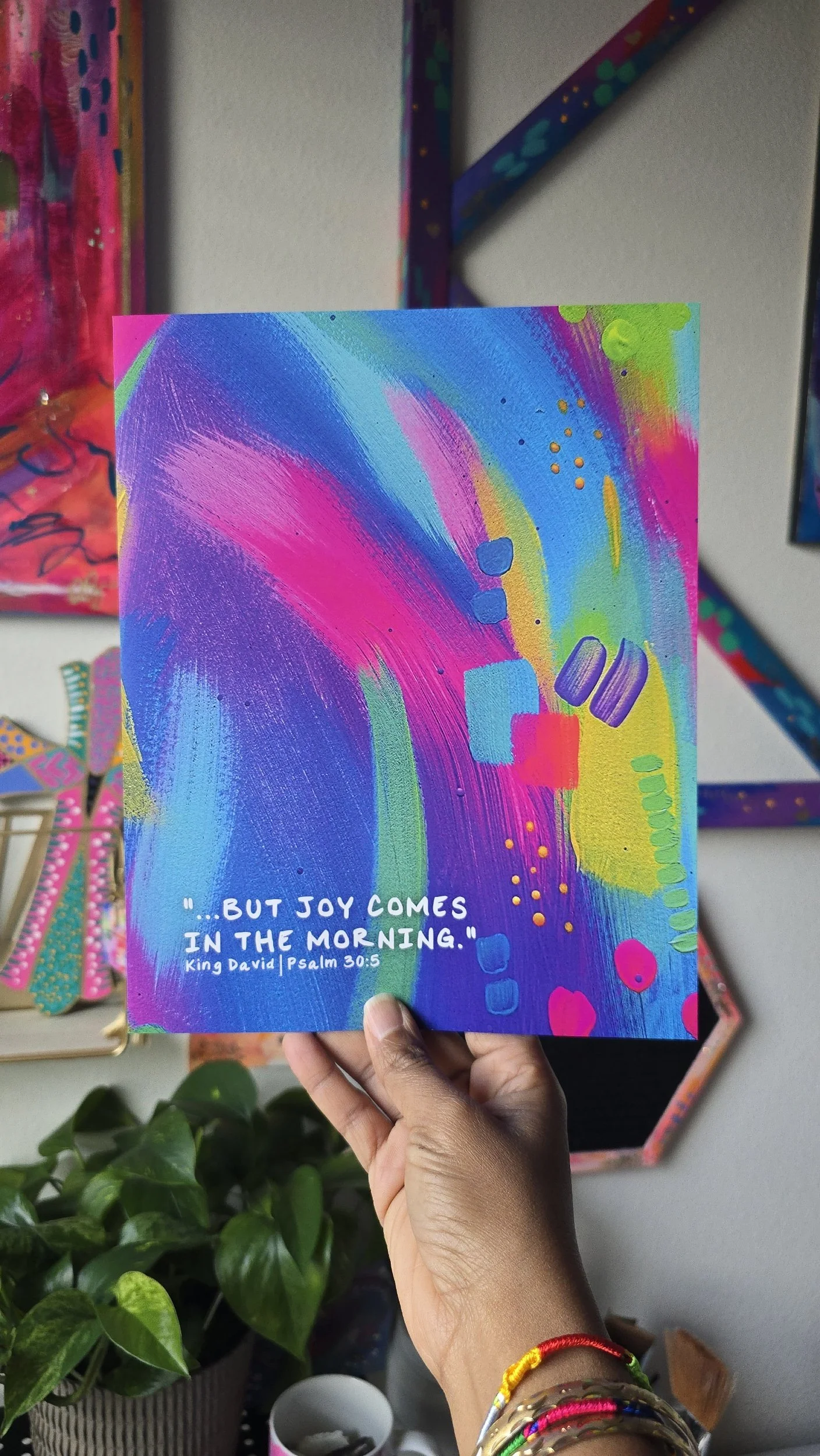 Morning Joy Psalm 30:5 Abstract Art Print by DeKelis Art Studio