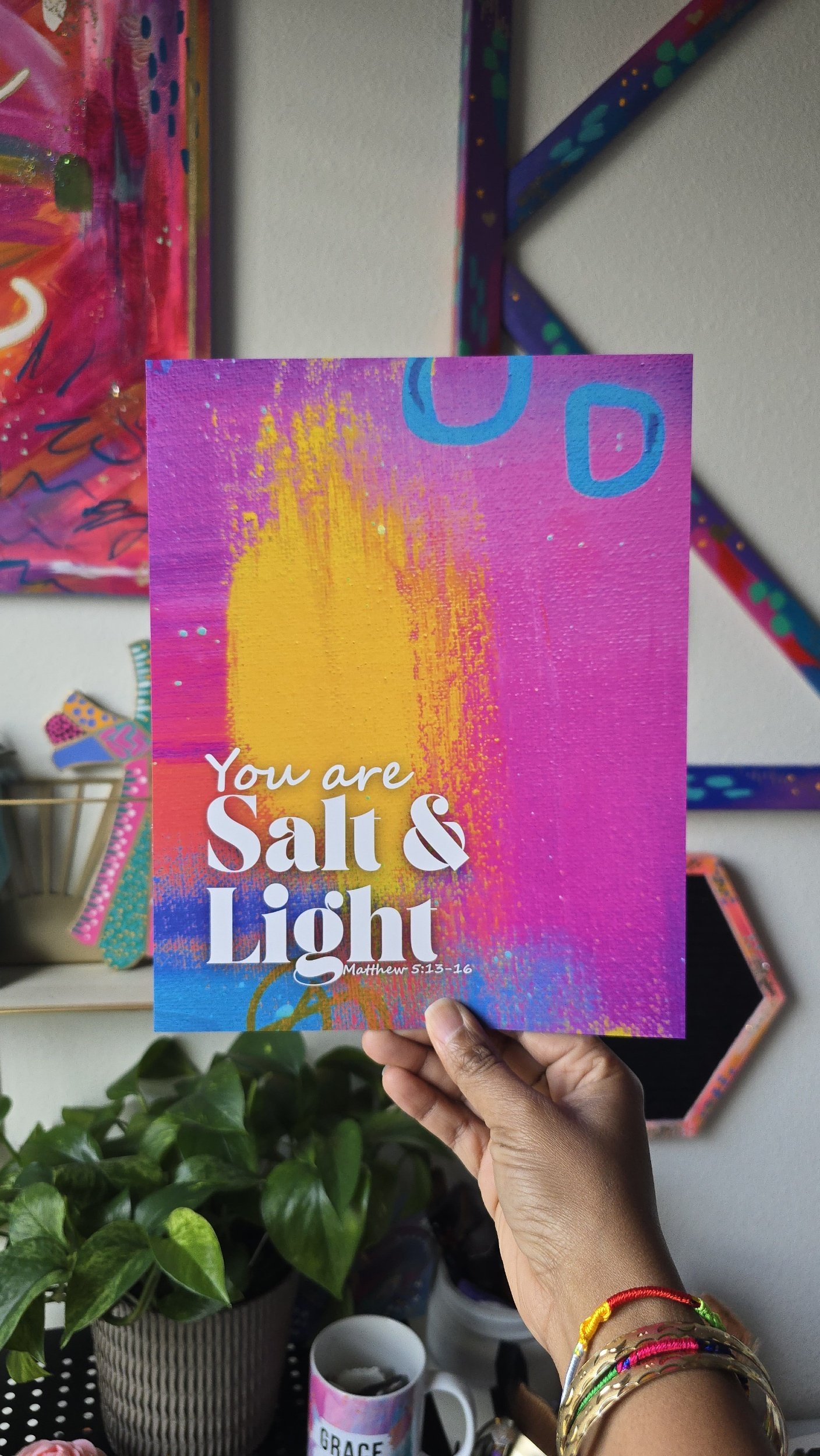 Salt and Light Matthew 5:16-16 Inspirational Abstract Art Print DeKelis Art Studio