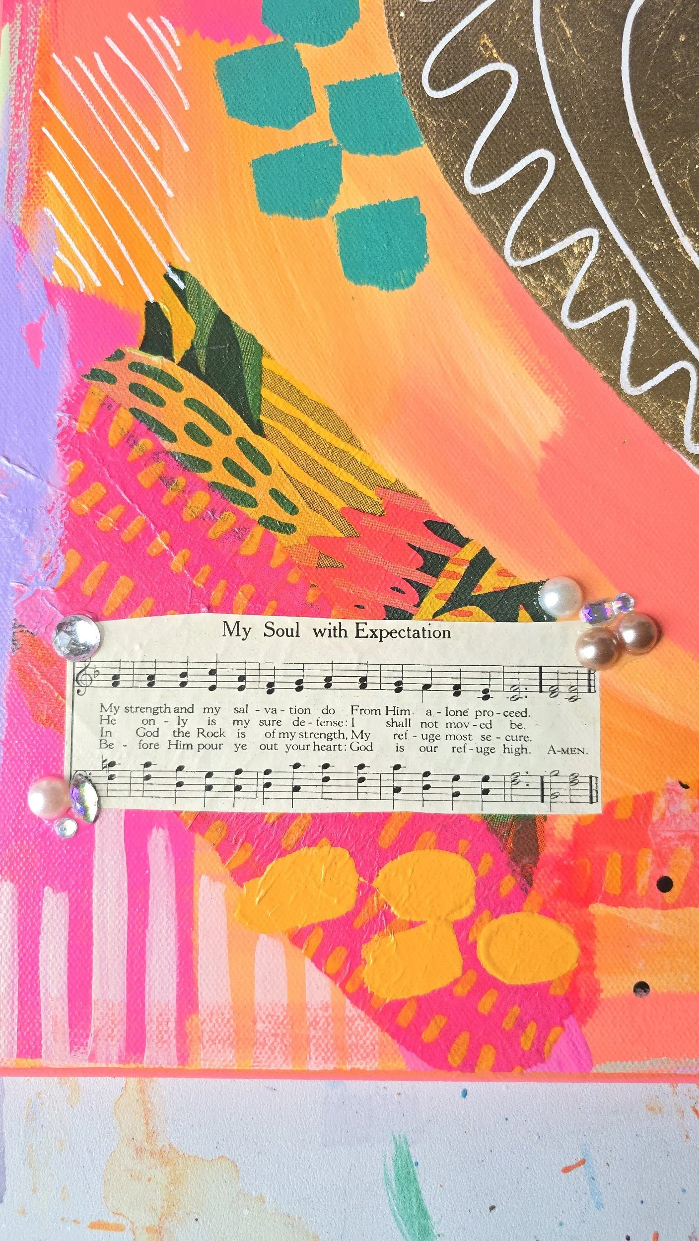 A Strong Heart Mixed Media Abstract Art Painting DeKelis Art Studio