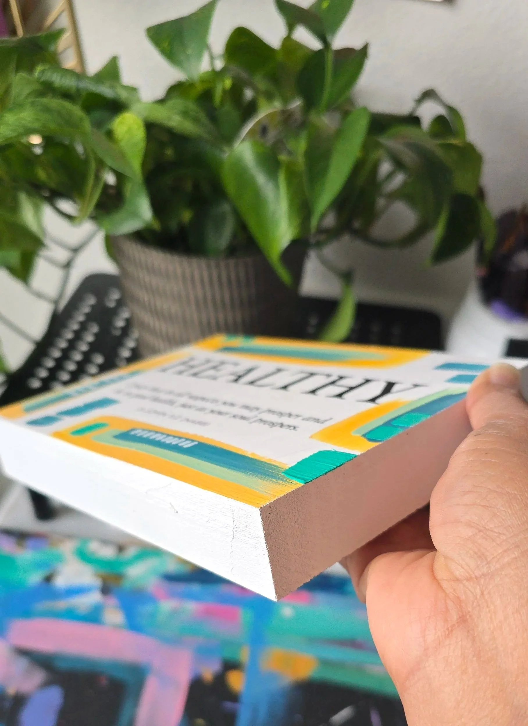 Healthy Upcycled Hand Painted Wood Block with Bible Verse 3 John 1:2