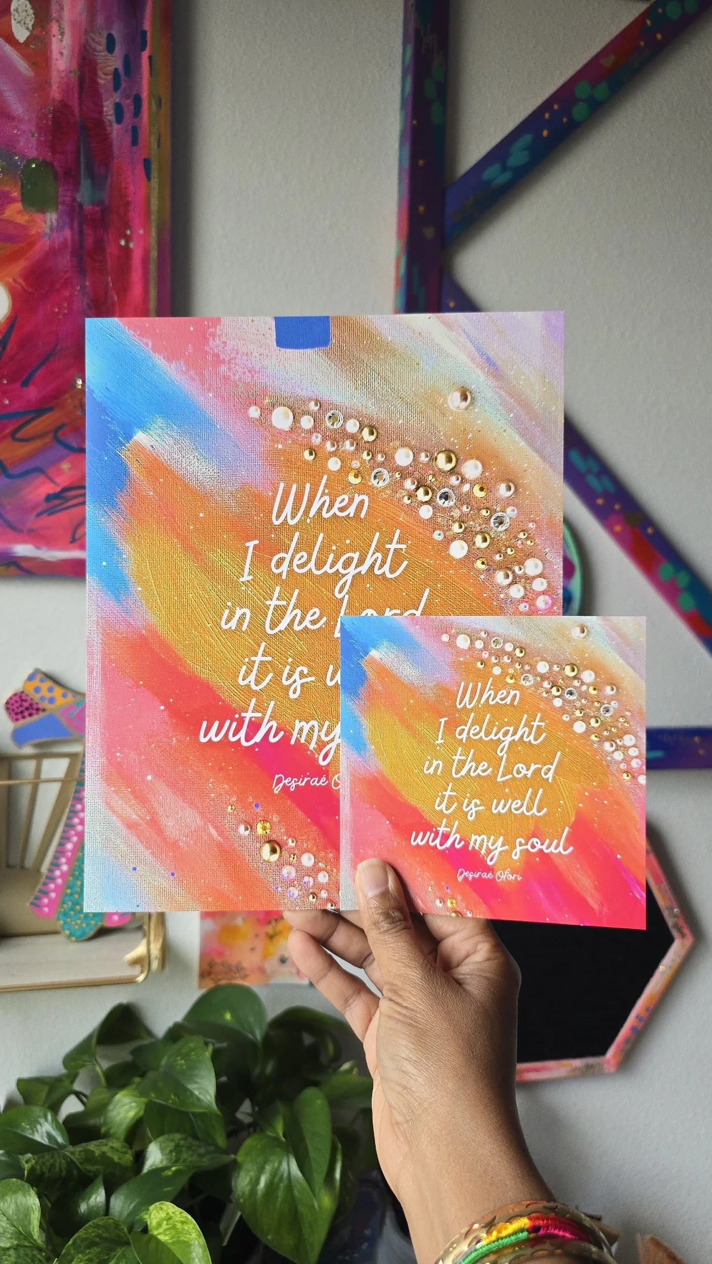 When I Delight in the Lord Inspirational Abstract Art Print by DeKelis Art Studio