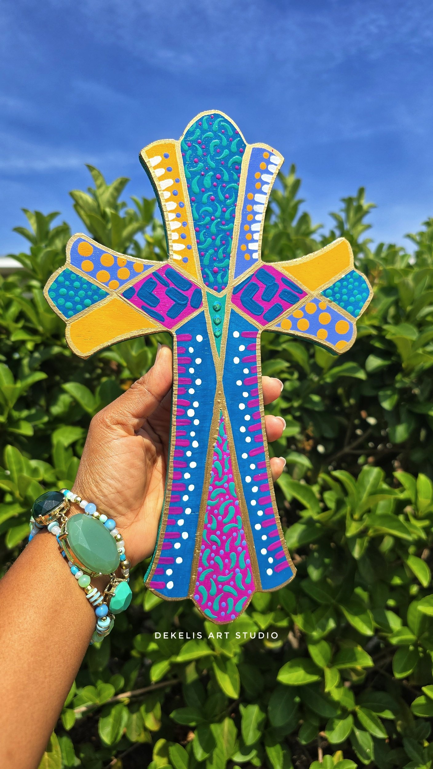Redeemed 2 Hand Painted Abstract Wooden Cross