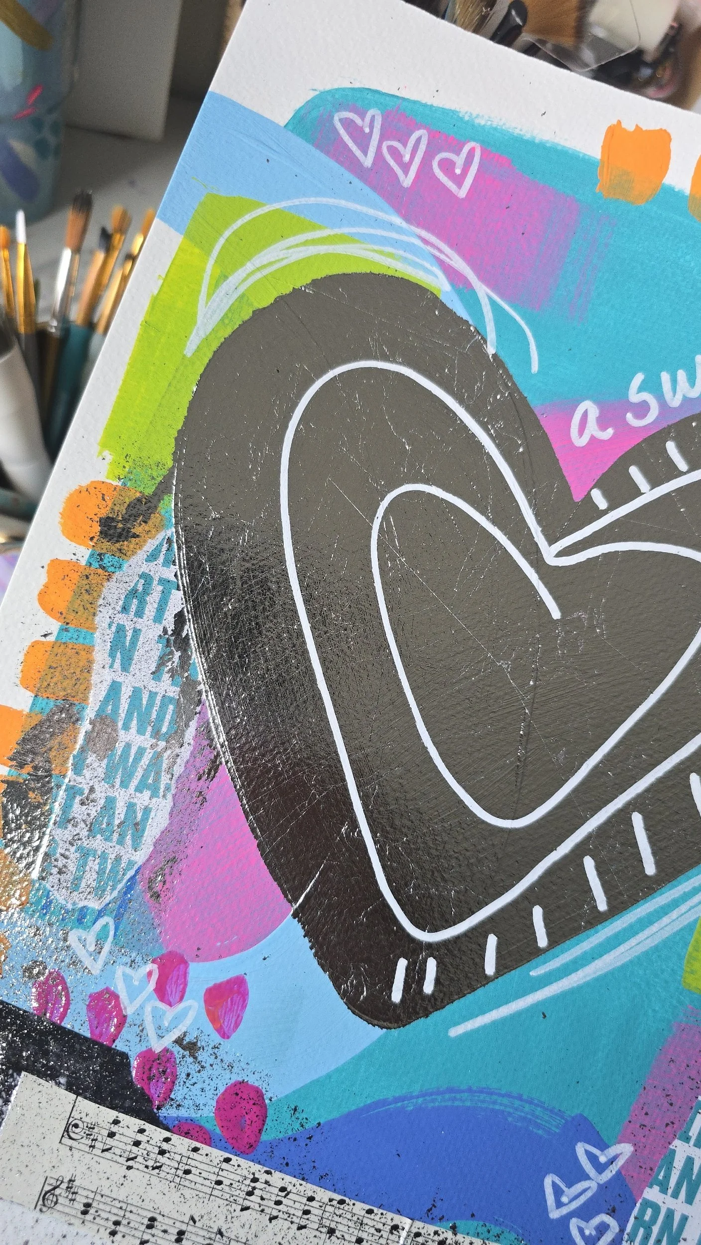 A Surrendered Heart Mixed Media Abstract Painting DeKelis Art Studio