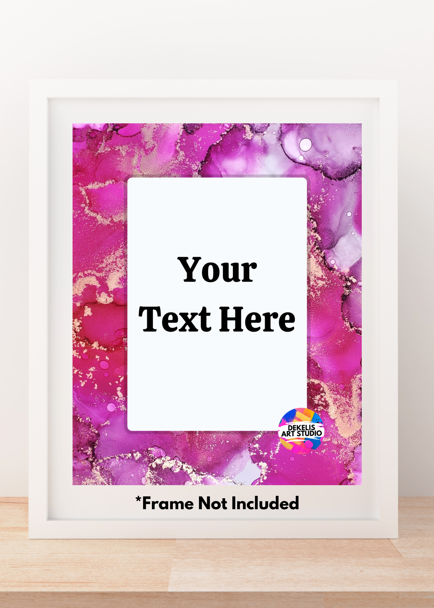 Personalized Quote & Scripture Art Print - Pink Alcohol Ink Border - Custom Typography Decor