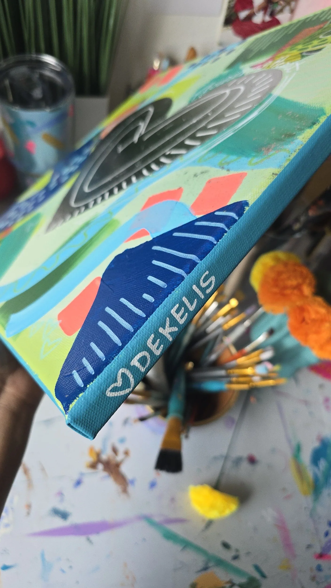 A Flourishing Heart Mixed Media Abstract Painting DeKelis Art Studio