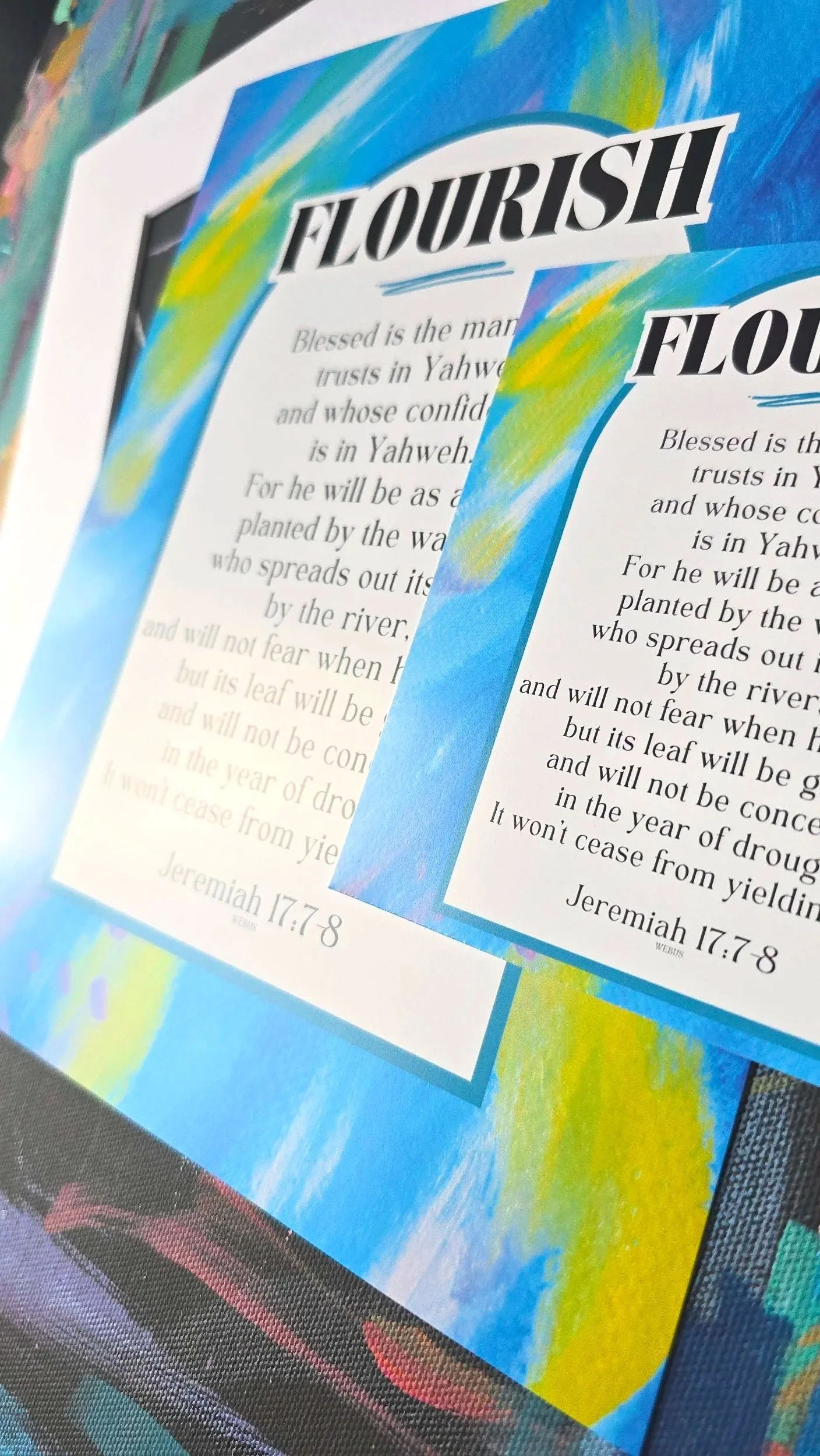 Flourish - Jeremiah 17:7-8 Inspirational Abstract Art Print by DeKelis Art Studio