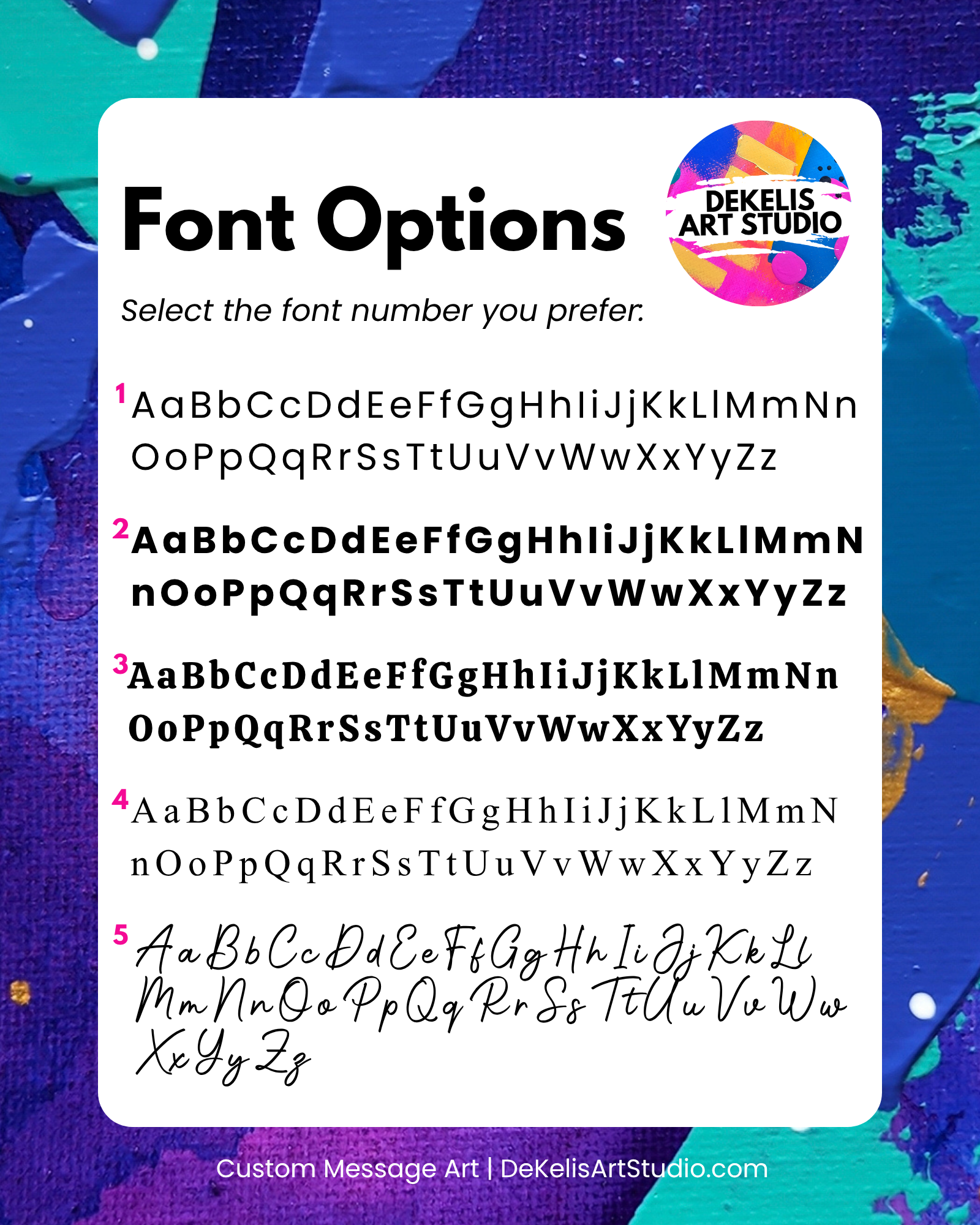 Font Options for Personalized Quote & Scripture Art Print Custom Typography Decor DeKelis Art Studio