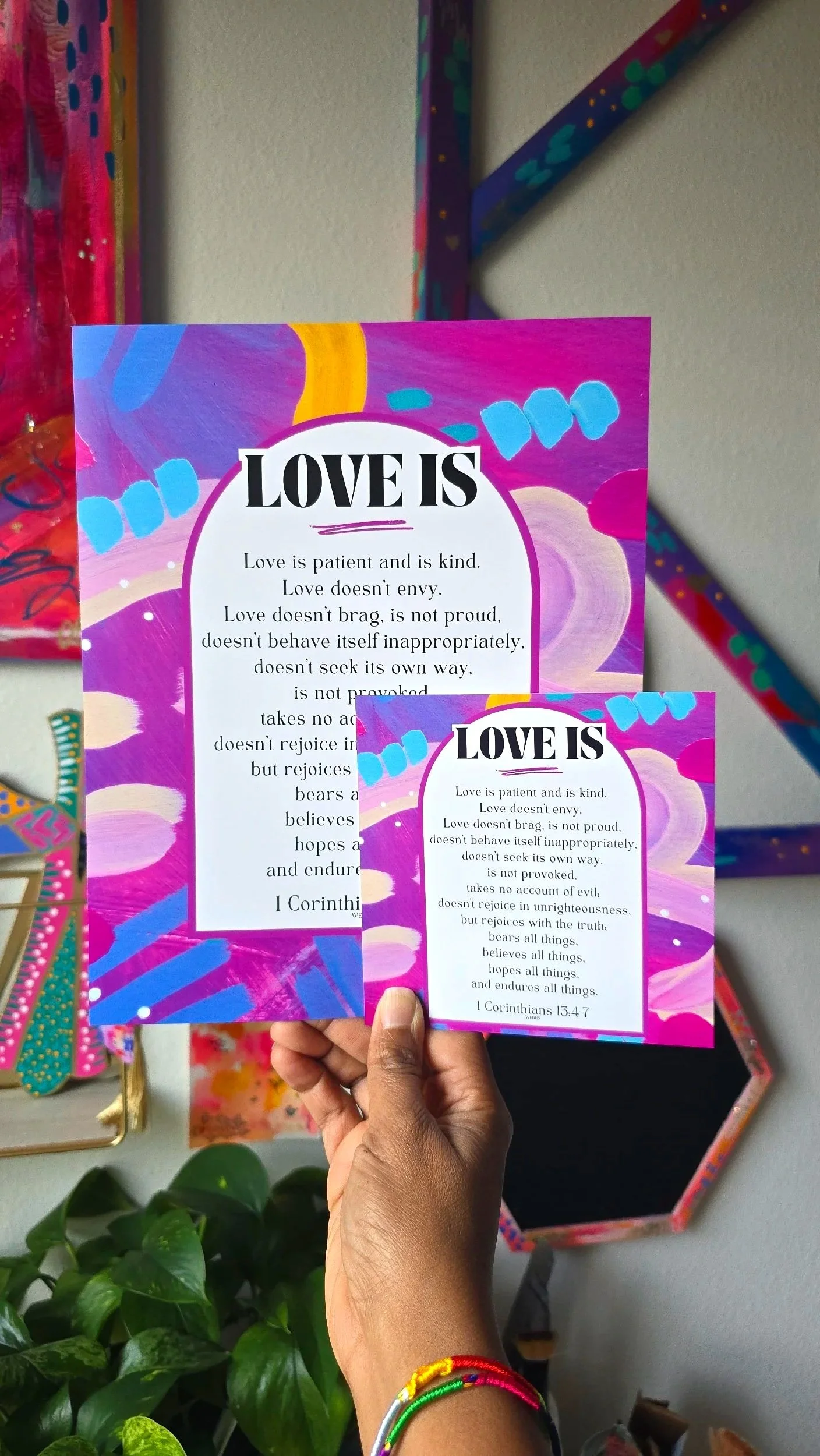 Love Is 1 Corinthians 13:4-7 Inspirational Abstract Art Print by DeKelis Art Studio