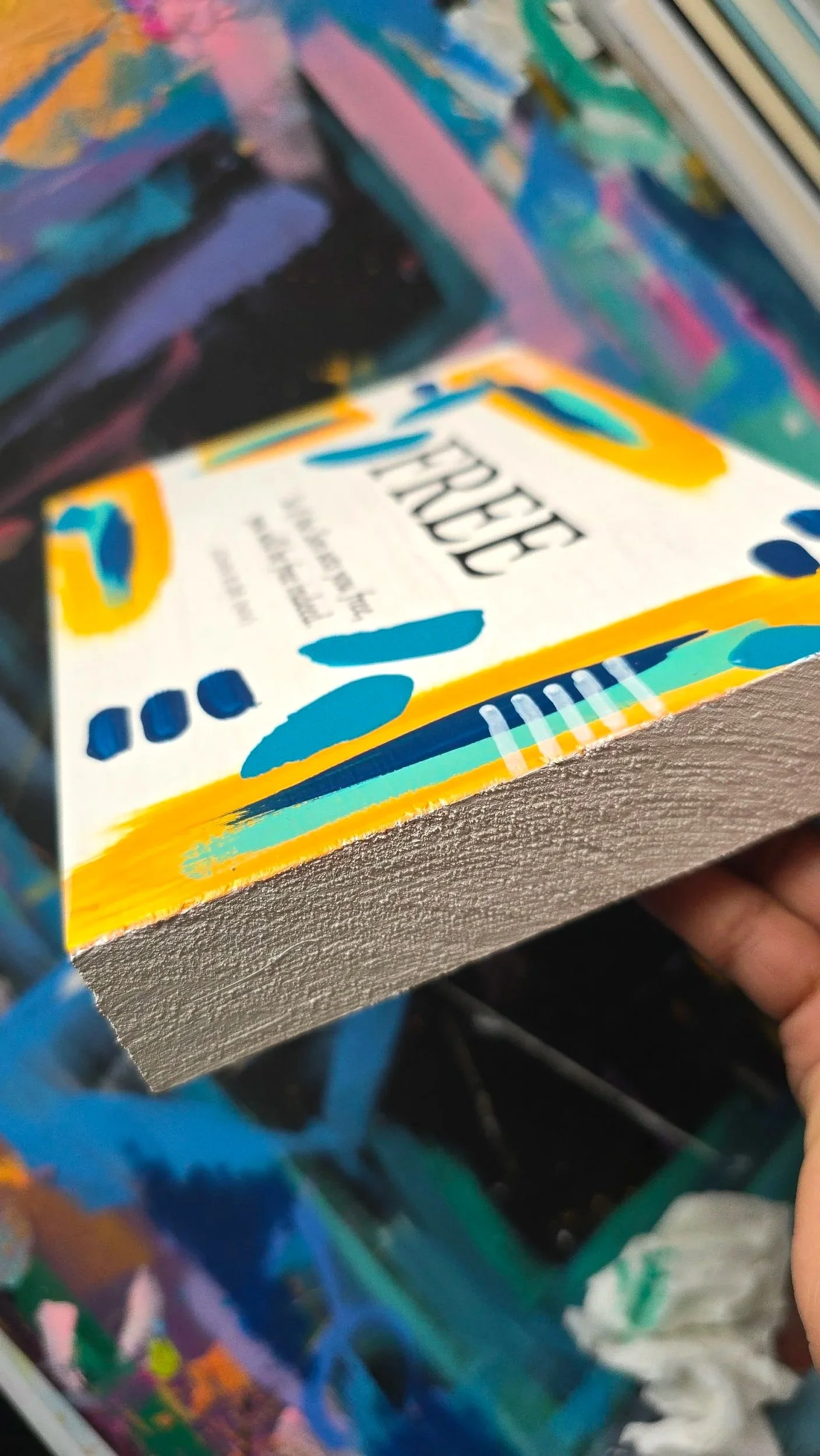 Free Upcycled Hand Painted Wood Block Bible Verse John 8:36 DeKelis Art Studio