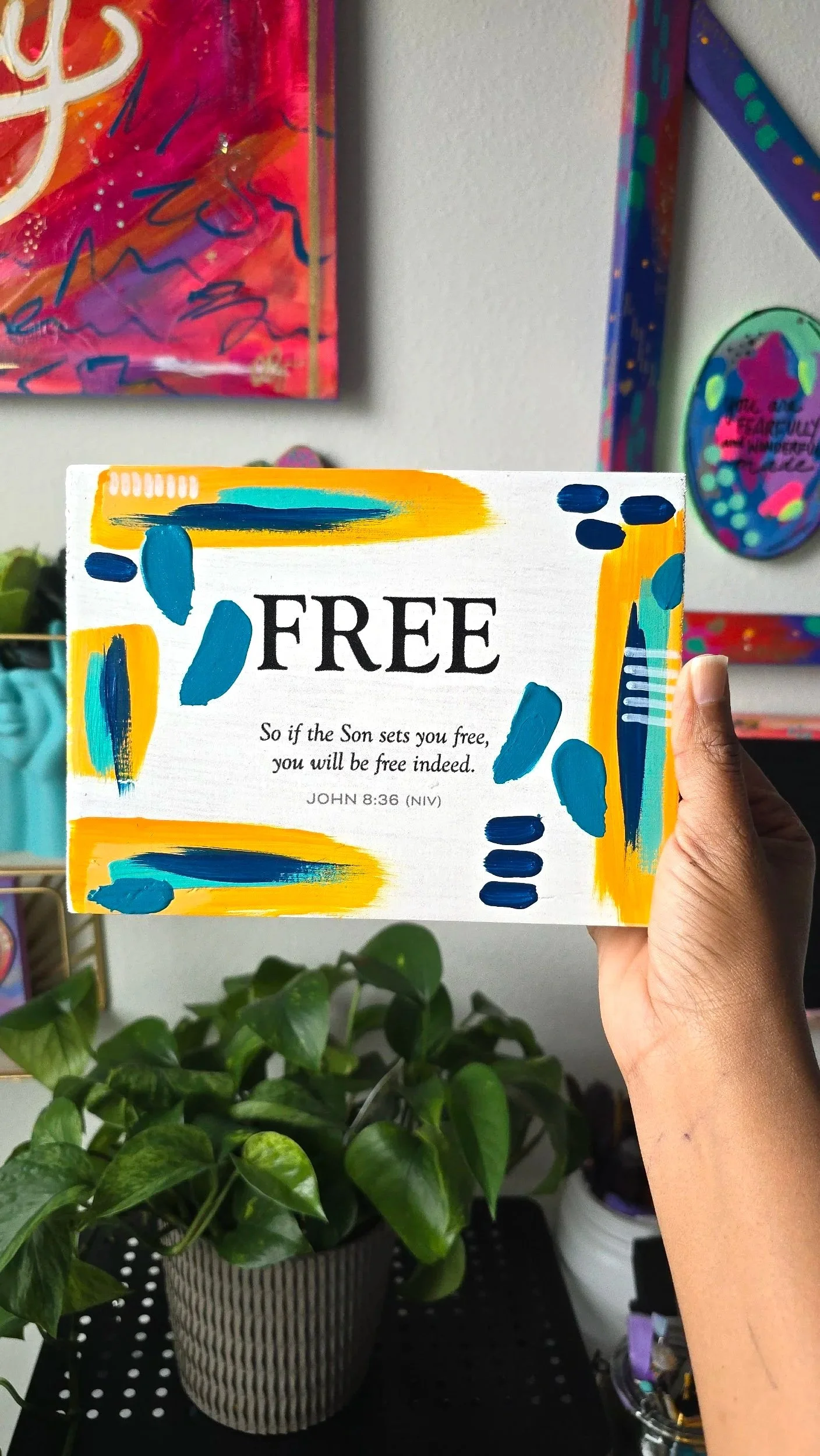 Free - Upcycled Hand-Painted Wood Block