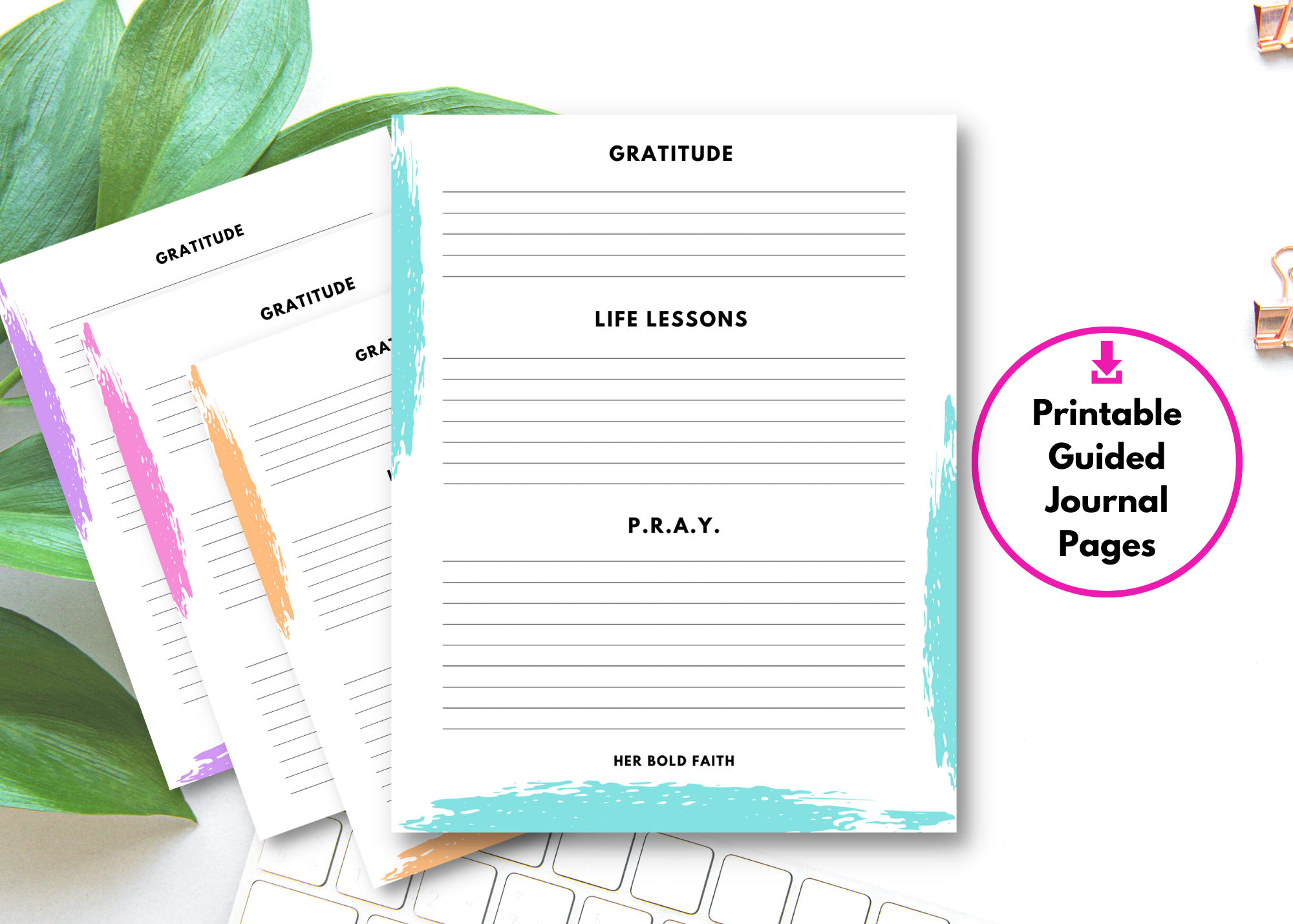 Colorful Printable Guided Journal Pages Designed by DeKelis Art Studio