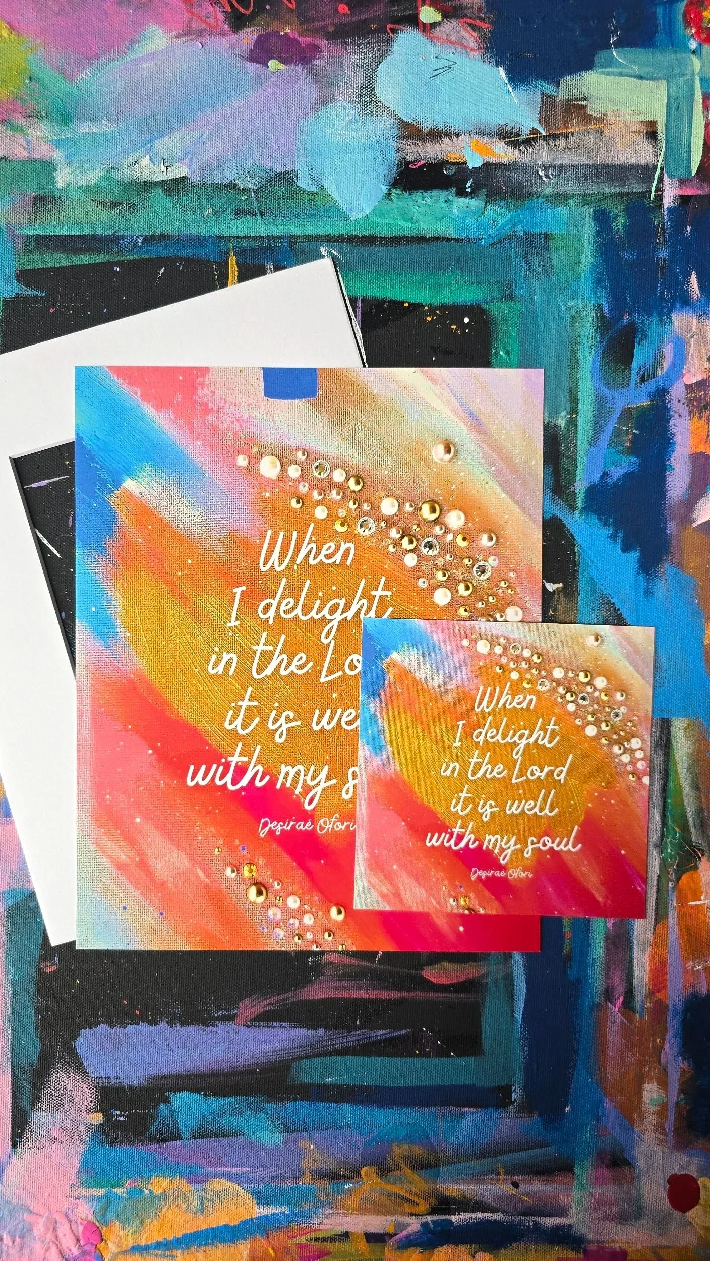When I Delight in the Lord Inspirational Abstract Art Print by DeKelis Art Studio