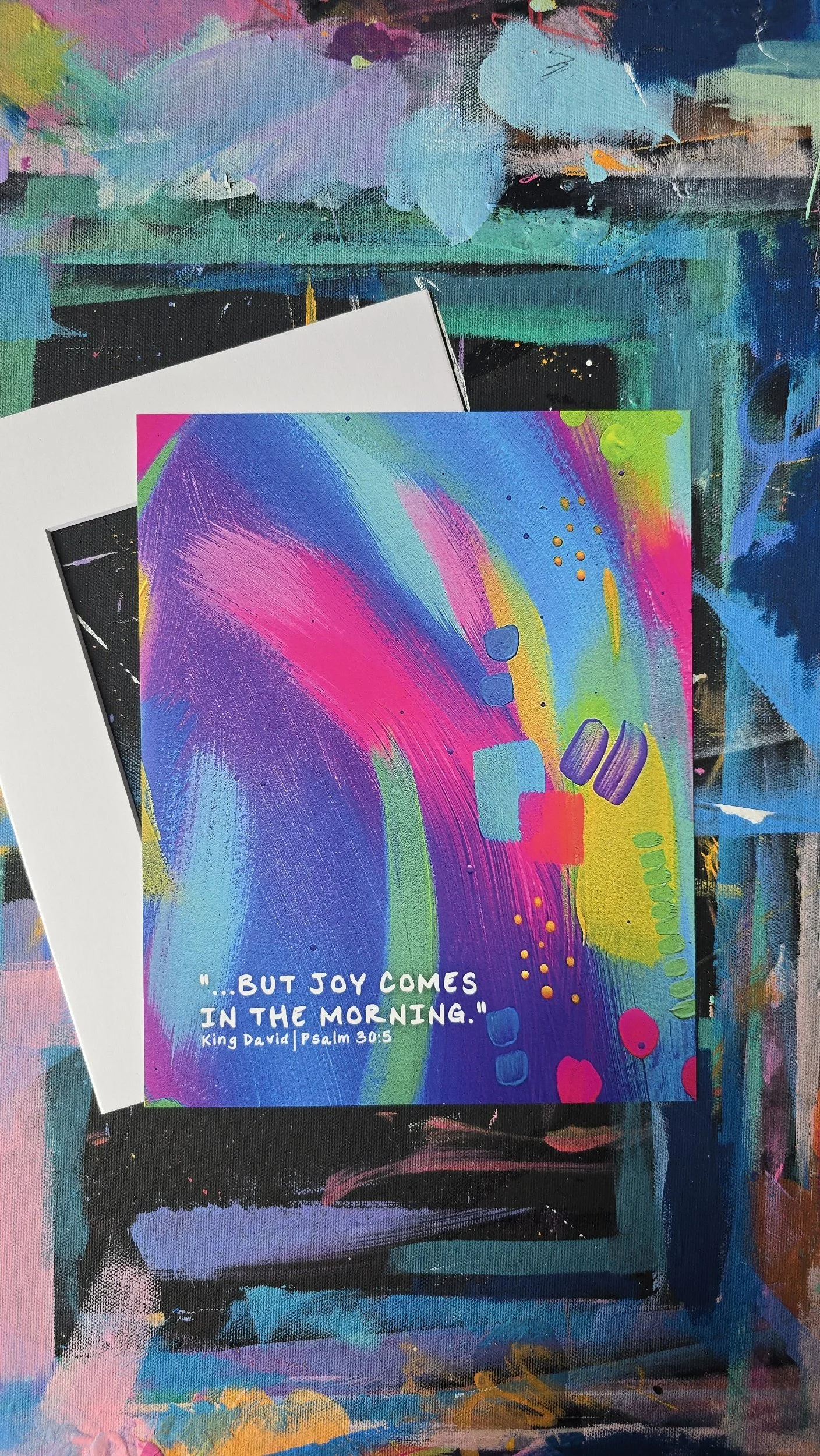 Morning Joy Psalm 30:5 Abstract Art Print by DeKelis Art Studio