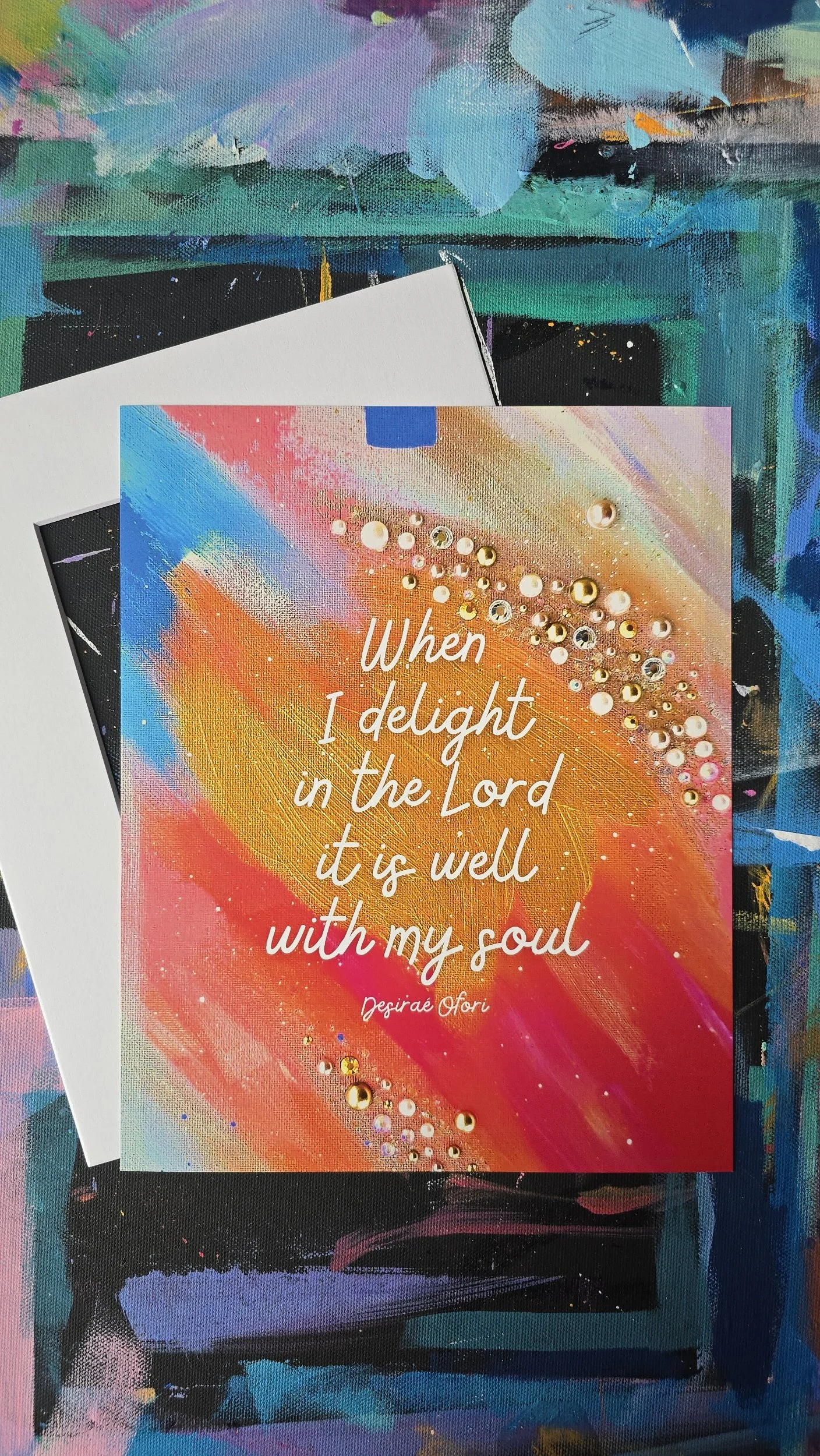 When I Delight in the Lord Inspirational Abstract Art Print by DeKelis Art Studio