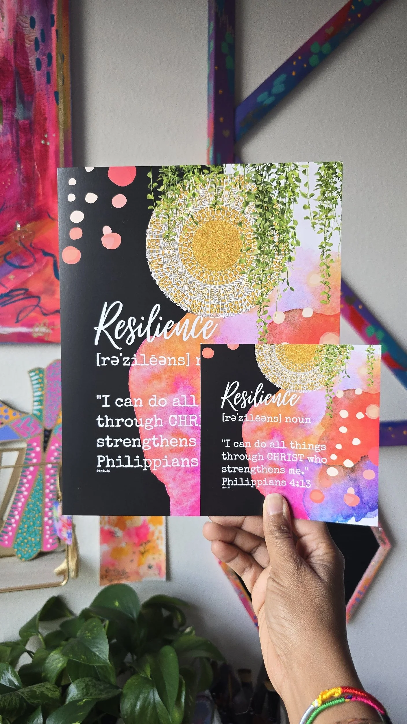 Resilience Philippians 4:13 Inspirational Digital Collage Art Print by DeKelis Art Studio