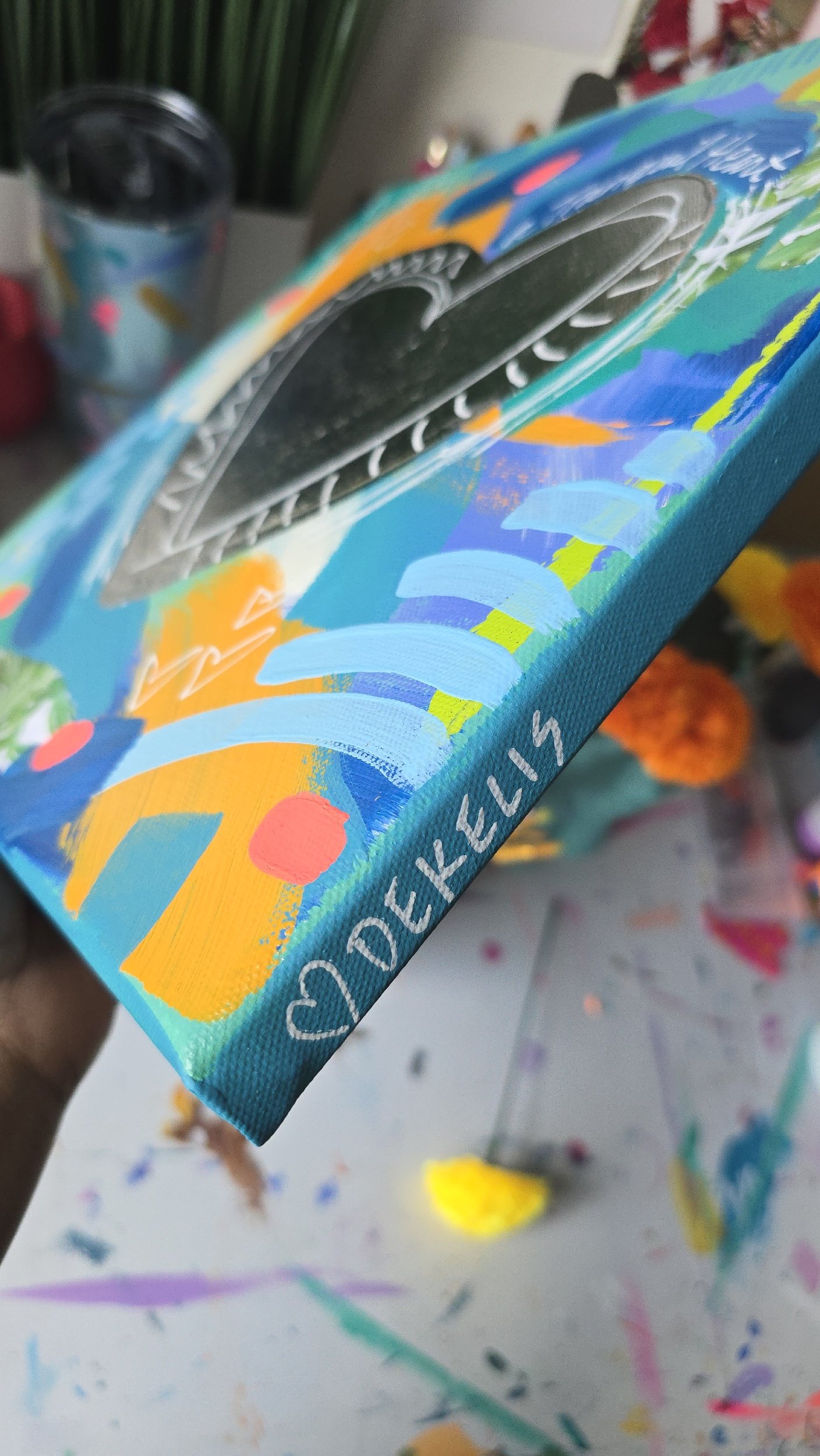 A Tranquil Heart Mixed Media Abstract Painting DeKelis Art Studio