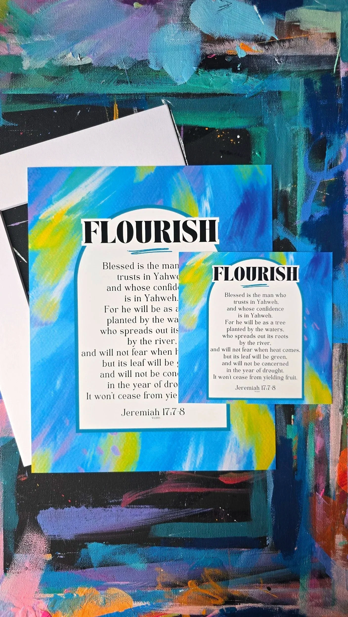 Flourish - Jeremiah 17:7-8 Inspirational Abstract Art Print by DeKelis Art Studio