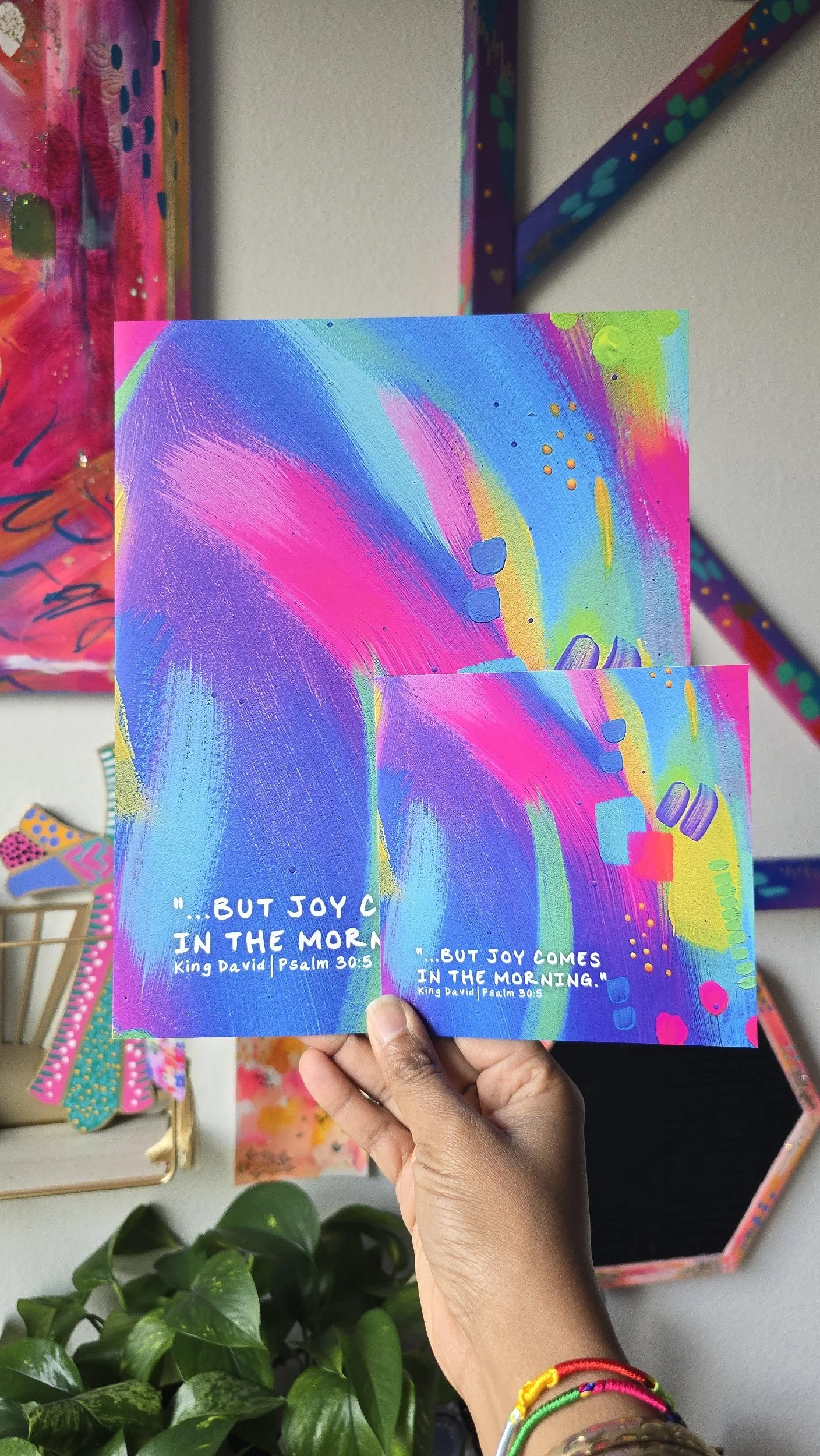 Morning Joy Psalm 30:5 Abstract Art Print by DeKelis Art Studio