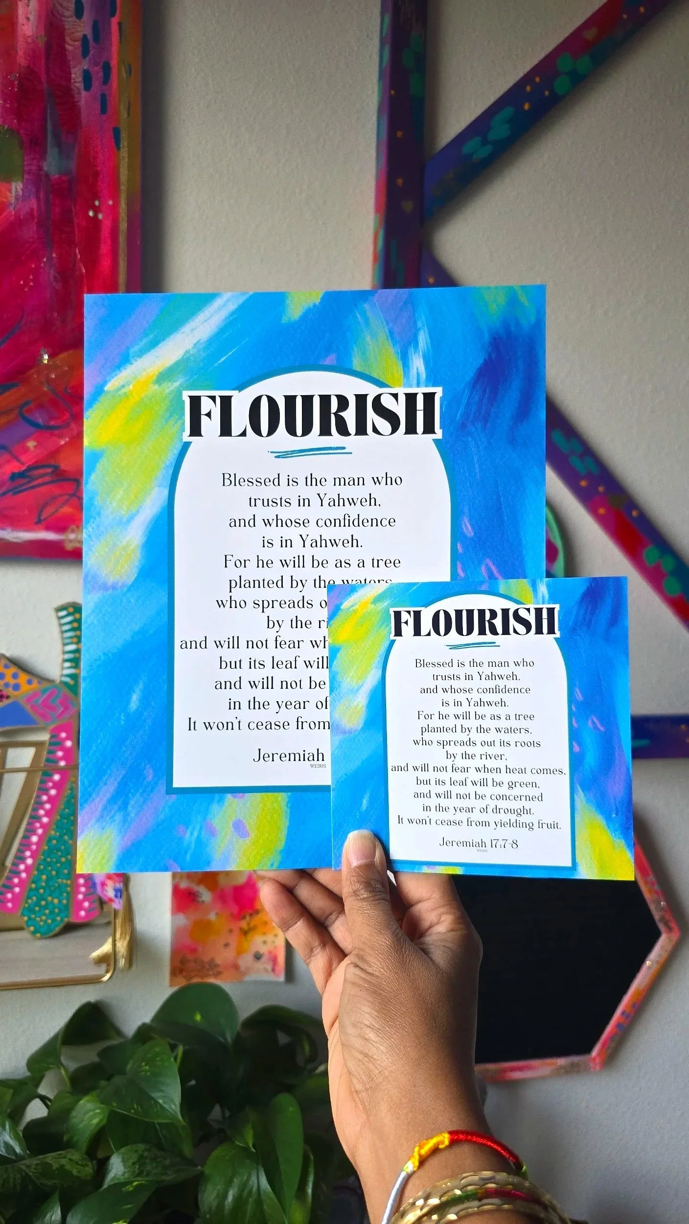 Flourish - Jeremiah 17:7-8 Inspirational Abstract Art Print by DeKelis Art Studio