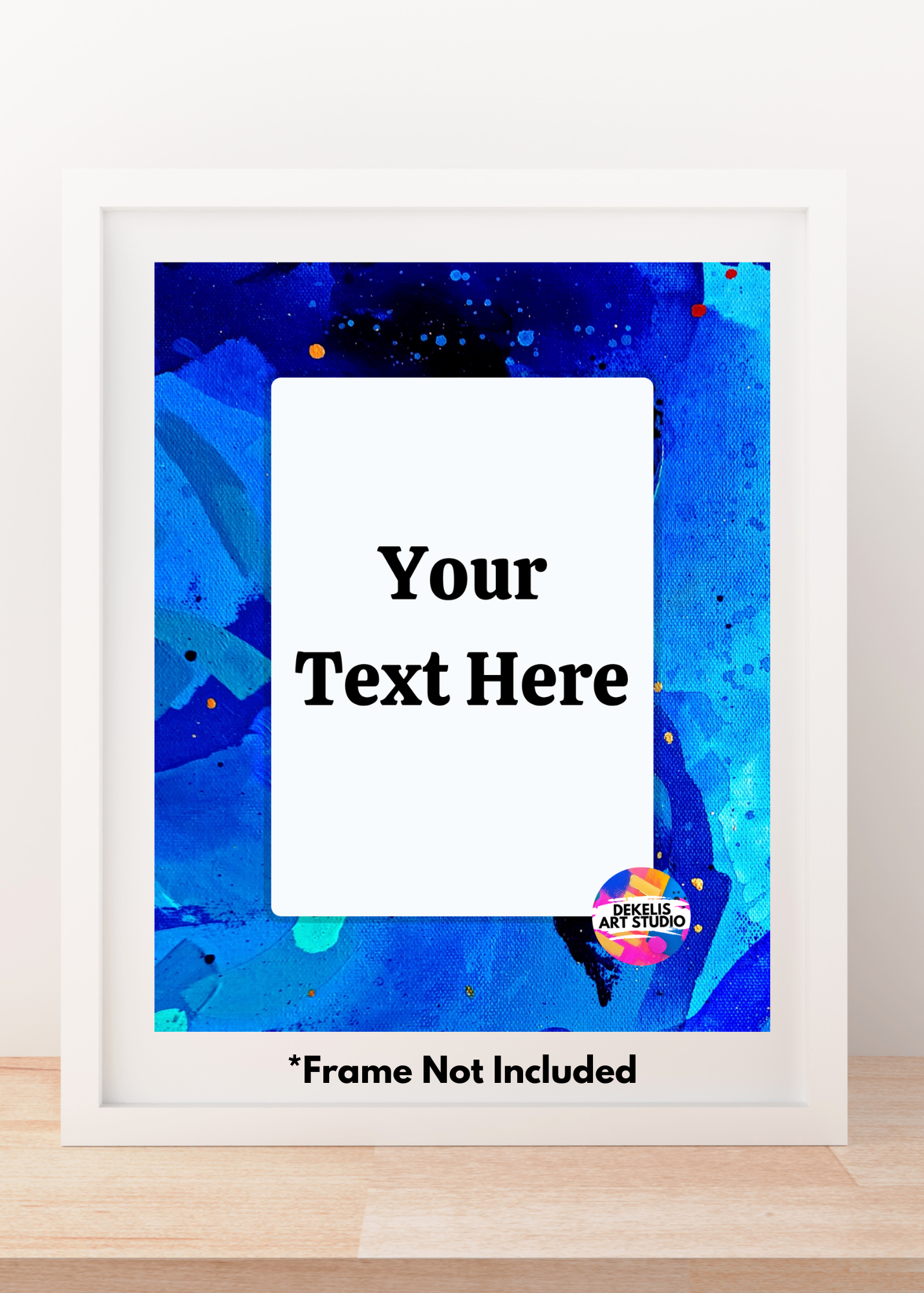 Custom Message Art Print - Blue Alcohol Ink Border