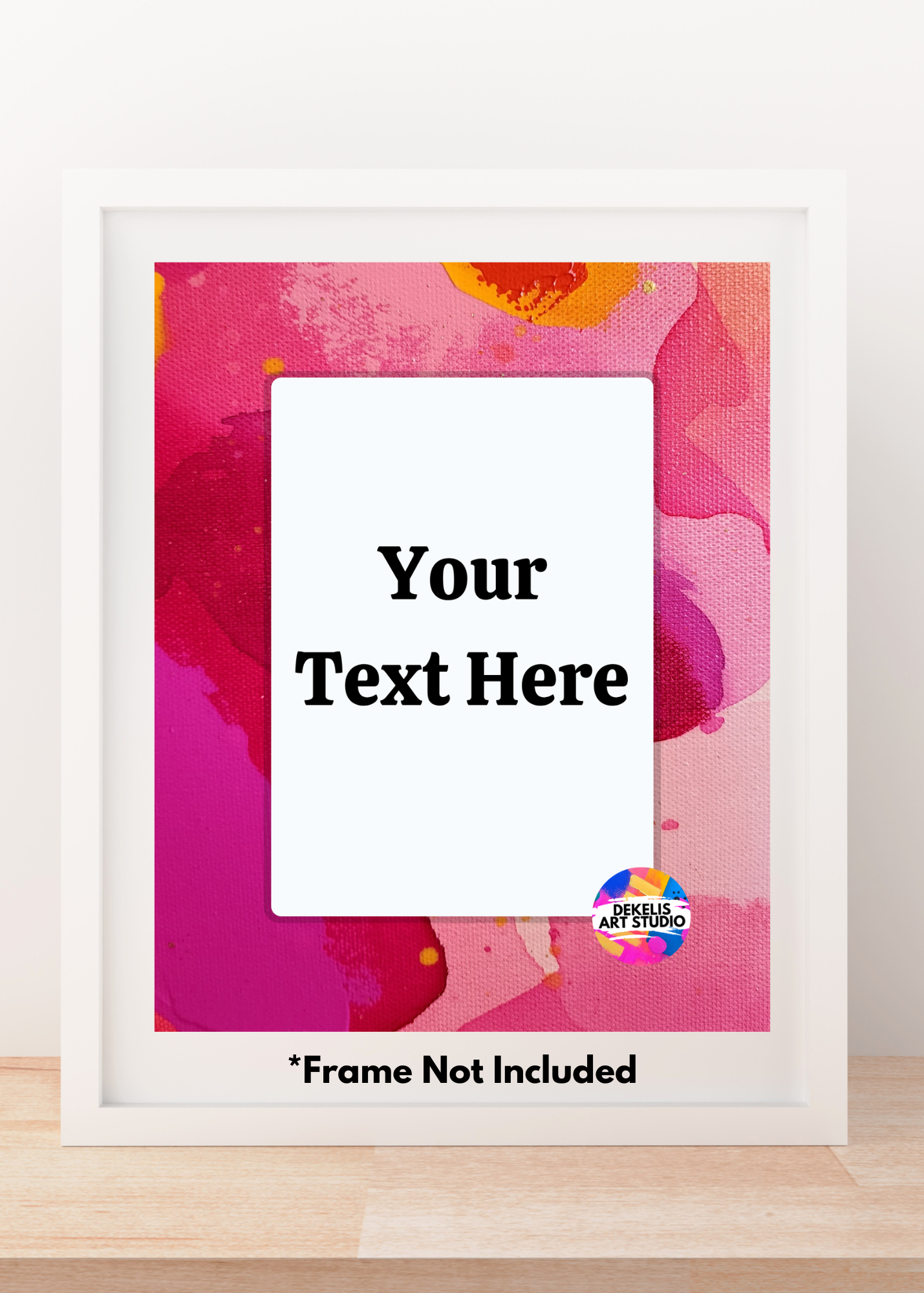 Custom Message Art Print - Pink Lemonade Alcohol Ink Border