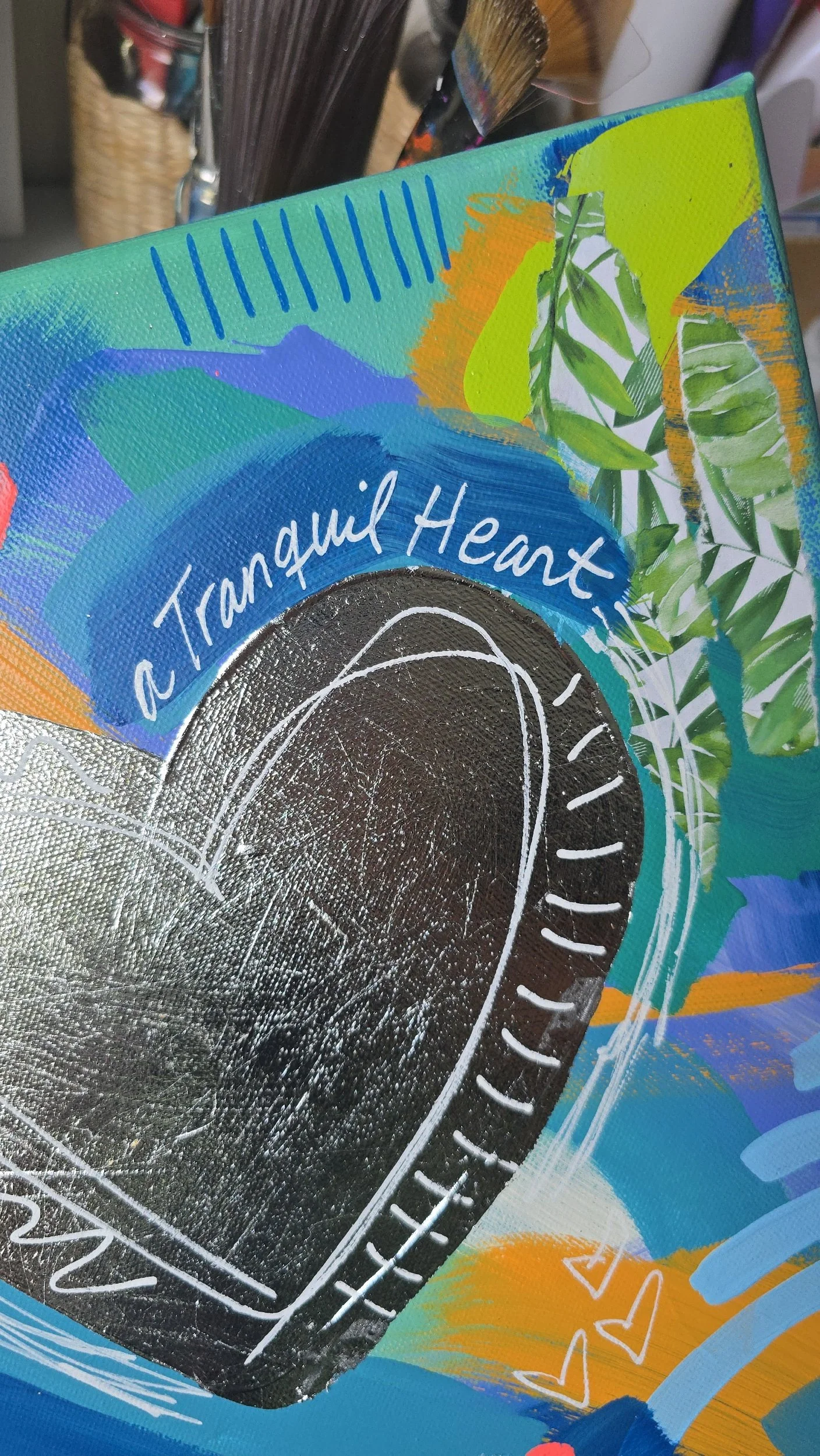 A Tranquil Heart Mixed Media Abstract Painting DeKelis Art Studio