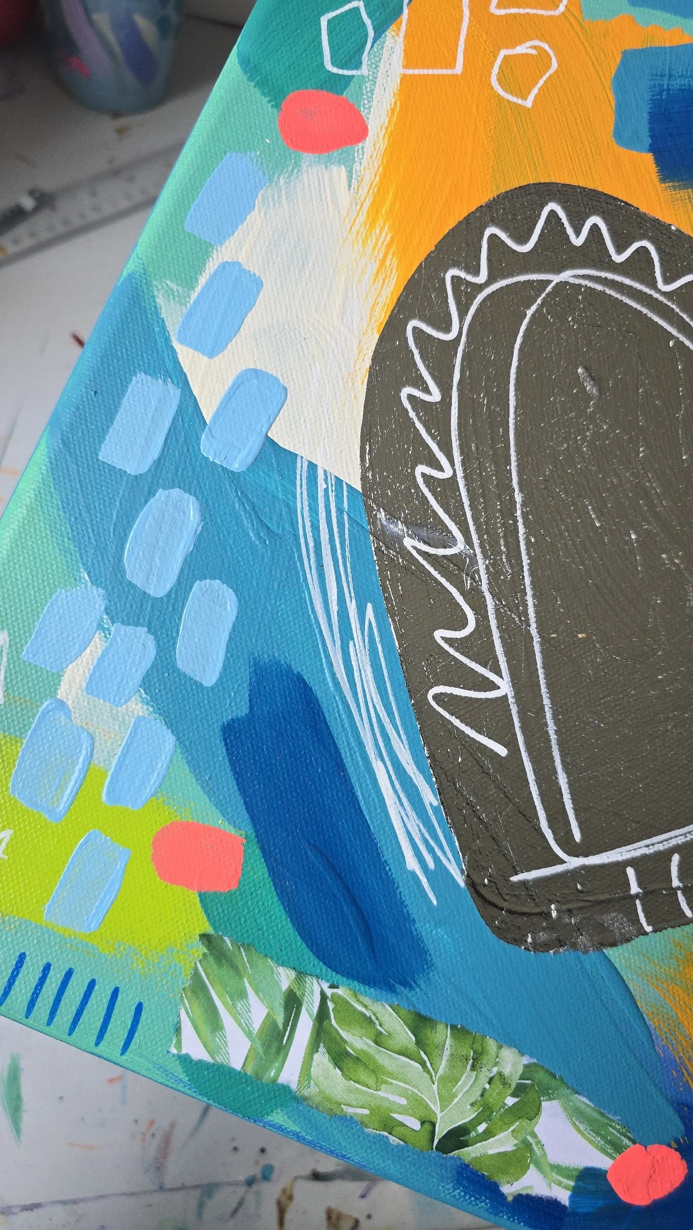 A Tranquil Heart Mixed Media Abstract Painting DeKelis Art Studio