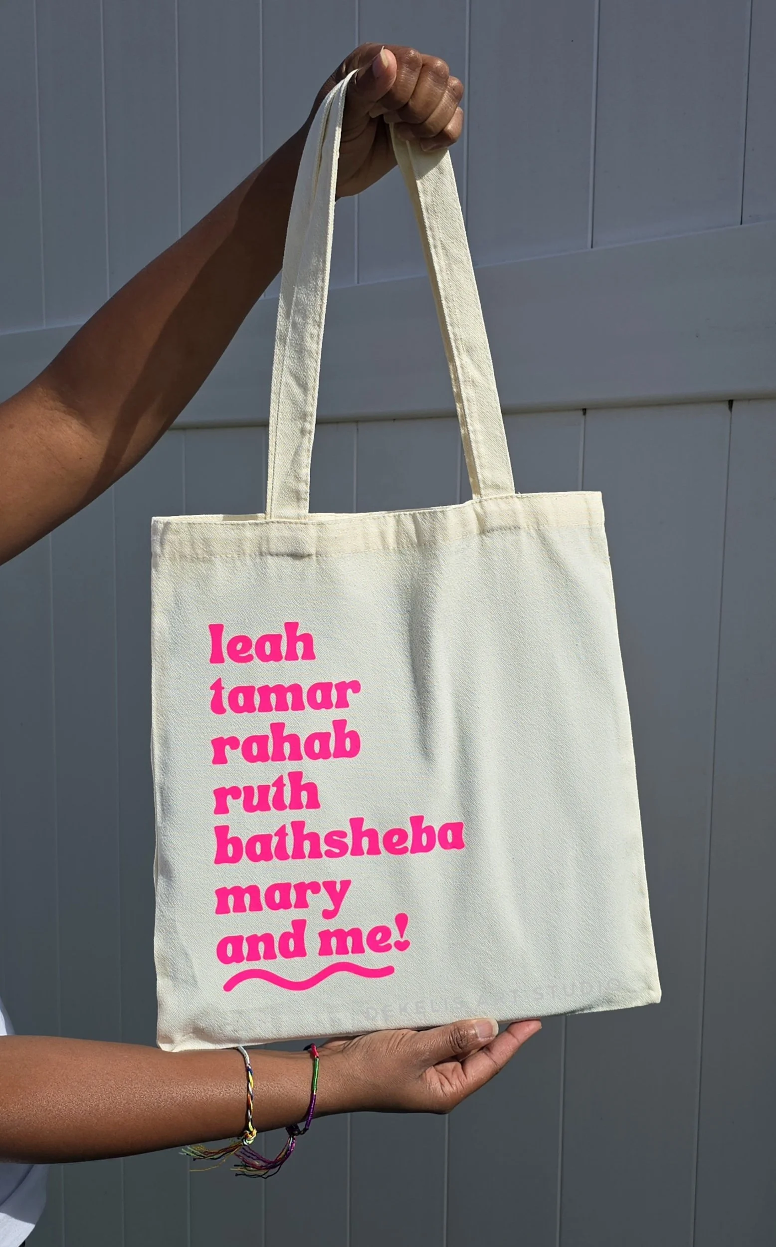 Leah Tamar Rahab Ruth Bathsheba Mary and Me Typography Tote Bag