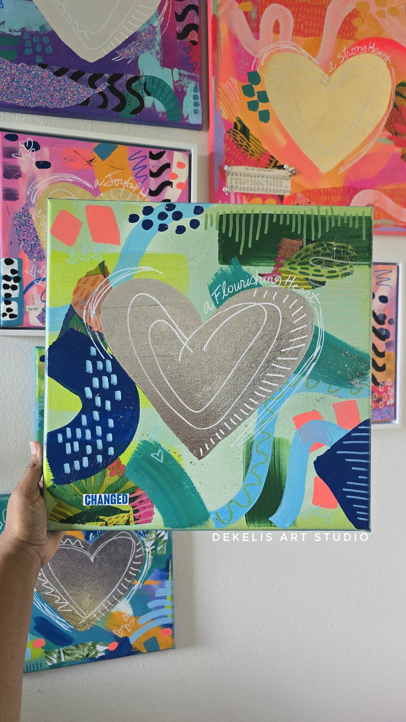 A Flourishing Heart Mixed Media Abstract Painting DeKelis Art Studio
