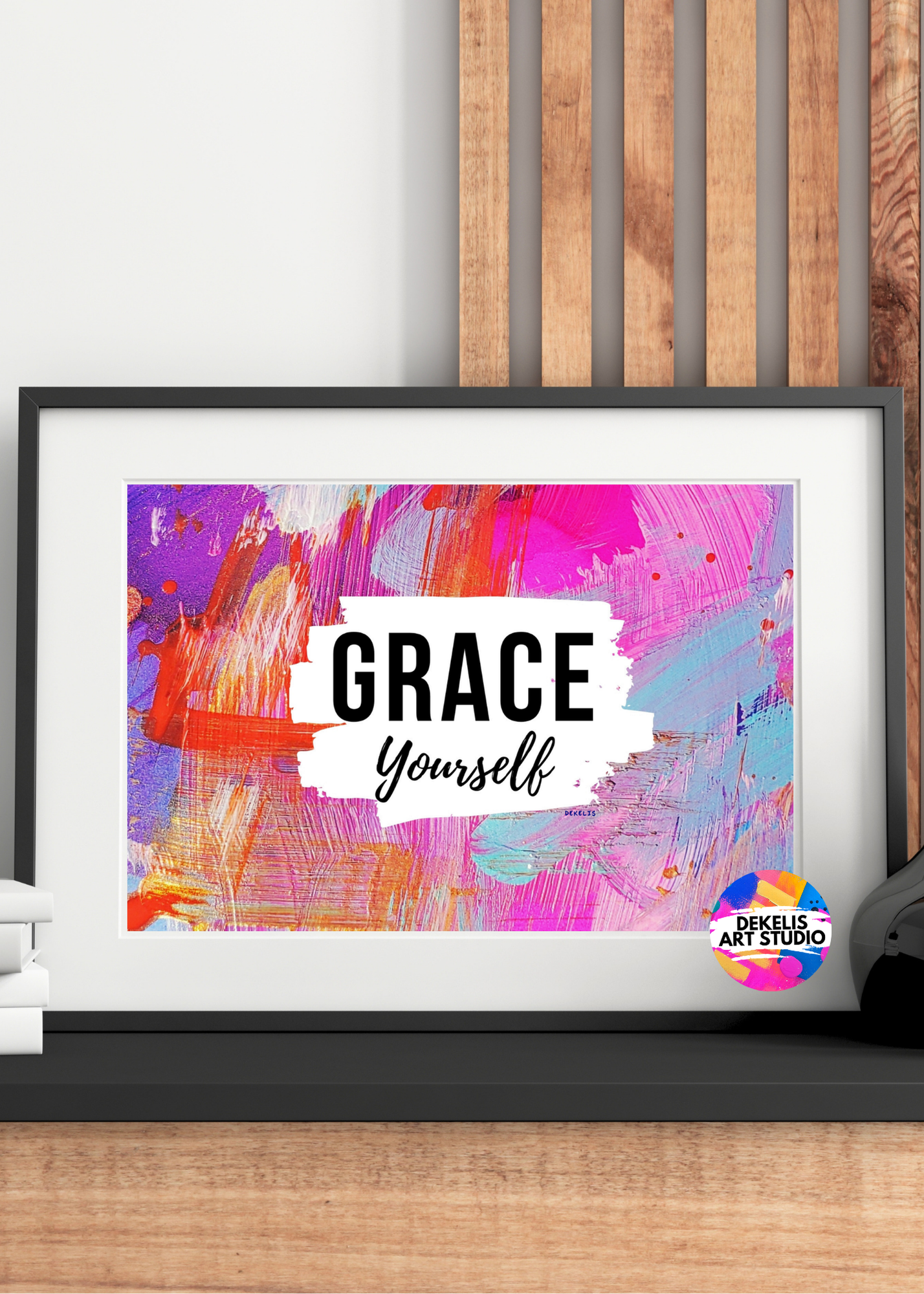 Grace Yourself Abstract Pink Abstract Inspirational Art Print
