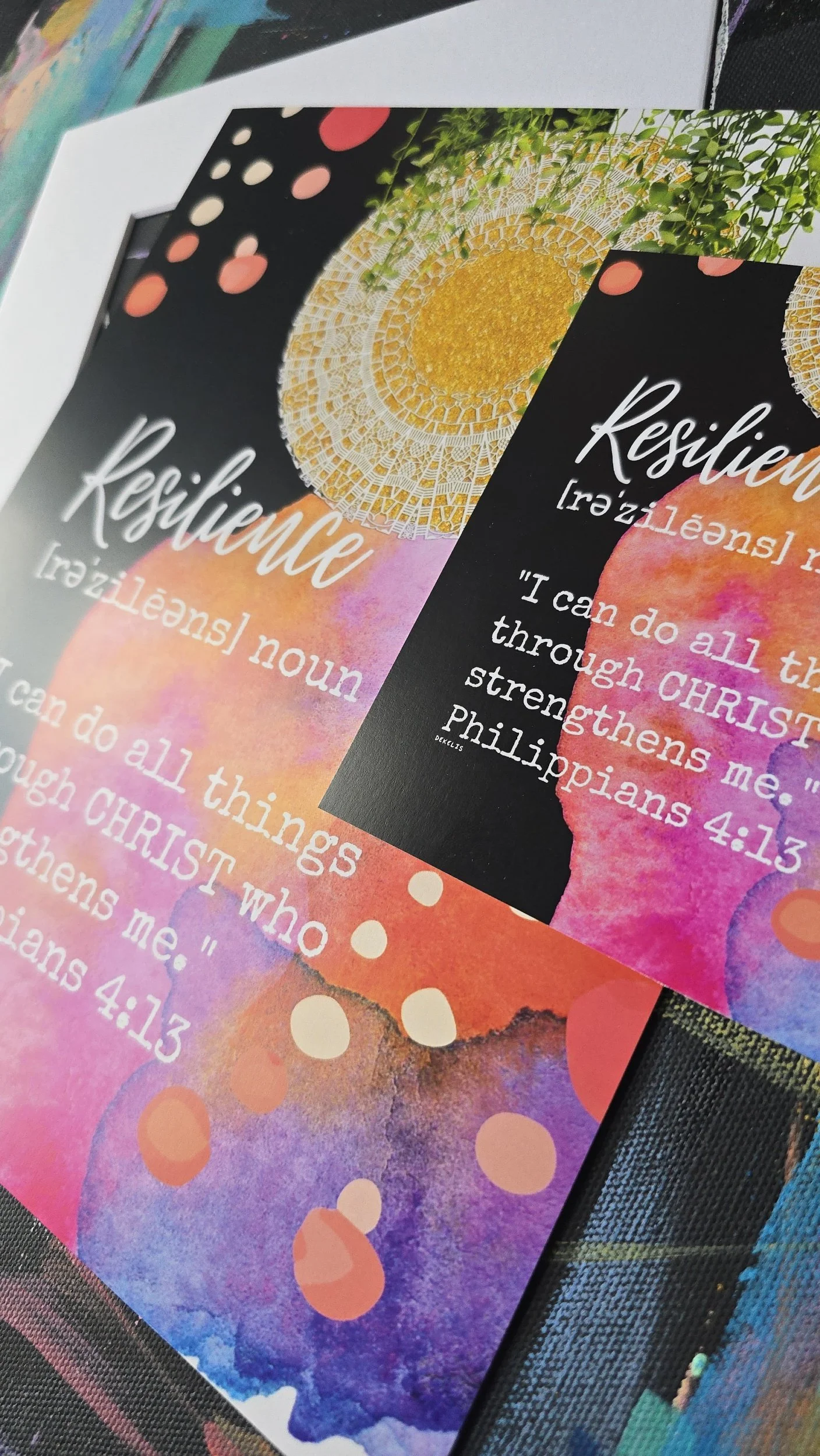 Resilience Philippians 4:13 Inspirational Digital Collage Art Print by DeKelis Art Studio