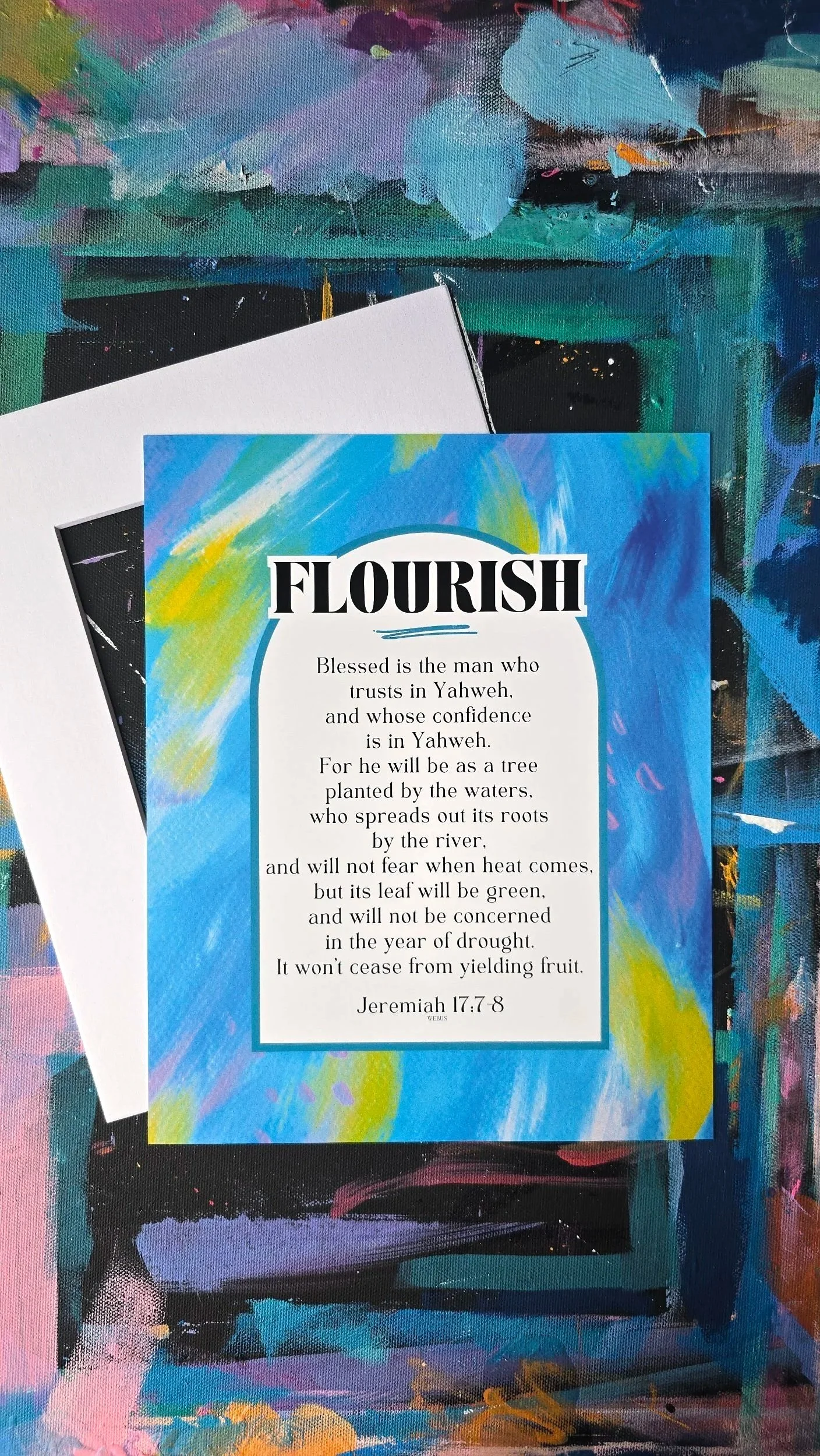 Flourish - Jeremiah 17:7-8 Inspirational Abstract Art Print by DeKelis Art Studio