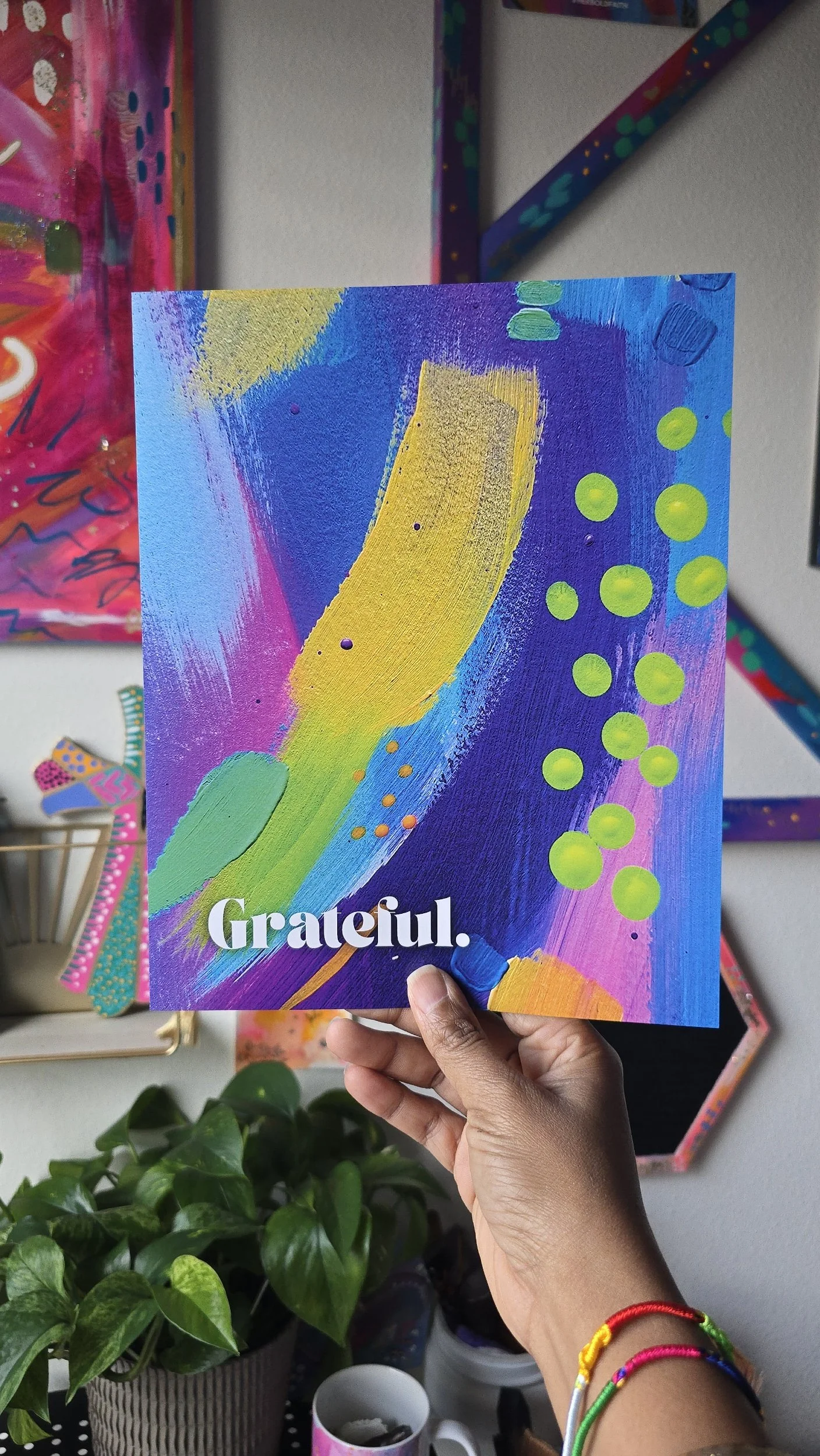 Grateful Inspirational Abstract Art Print by DeKelis Art Studio