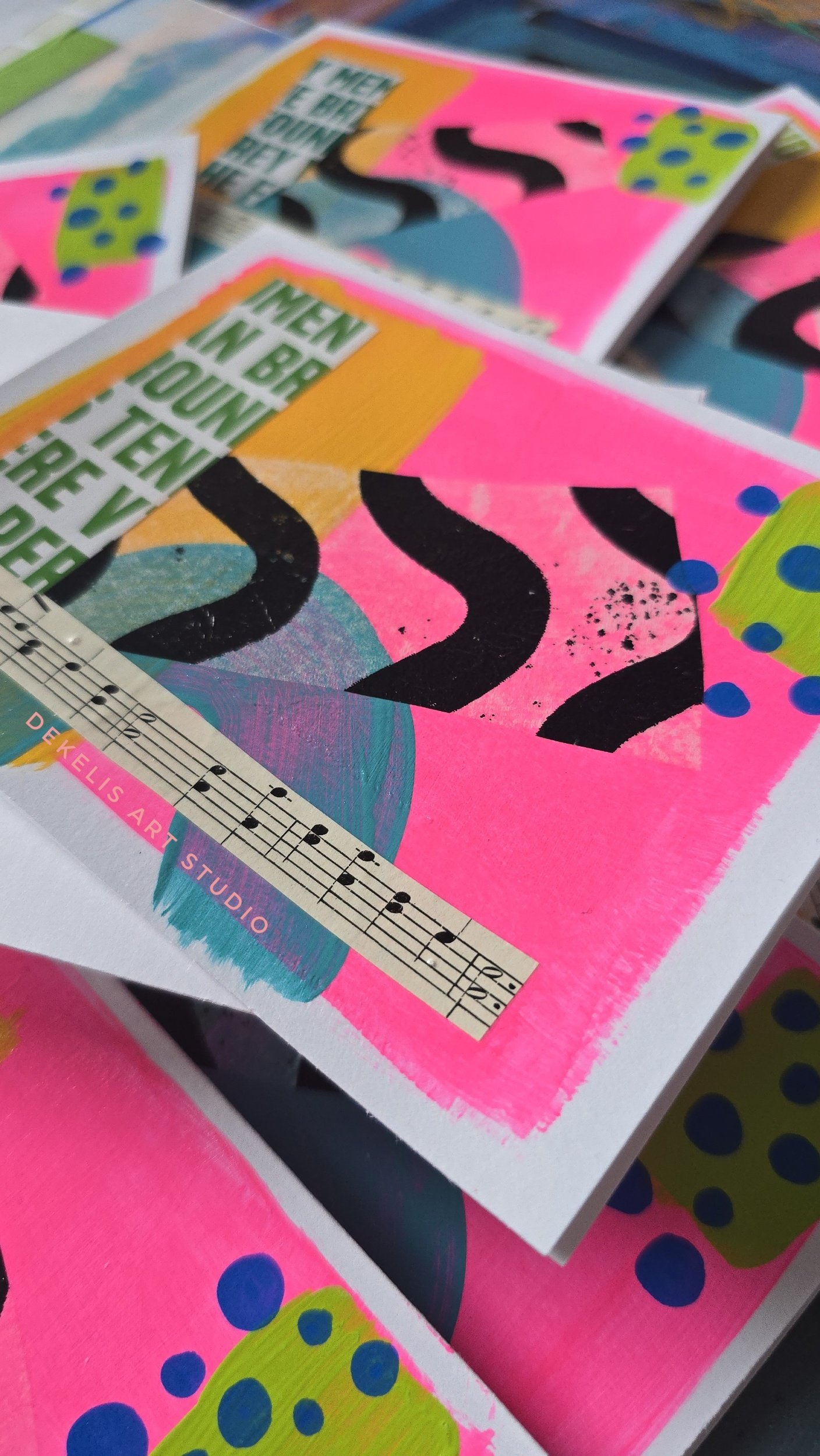 Hand Painted Abstract and Collage Mixed Media Greeting Note Cards by DeKelis Art Studio Style 2