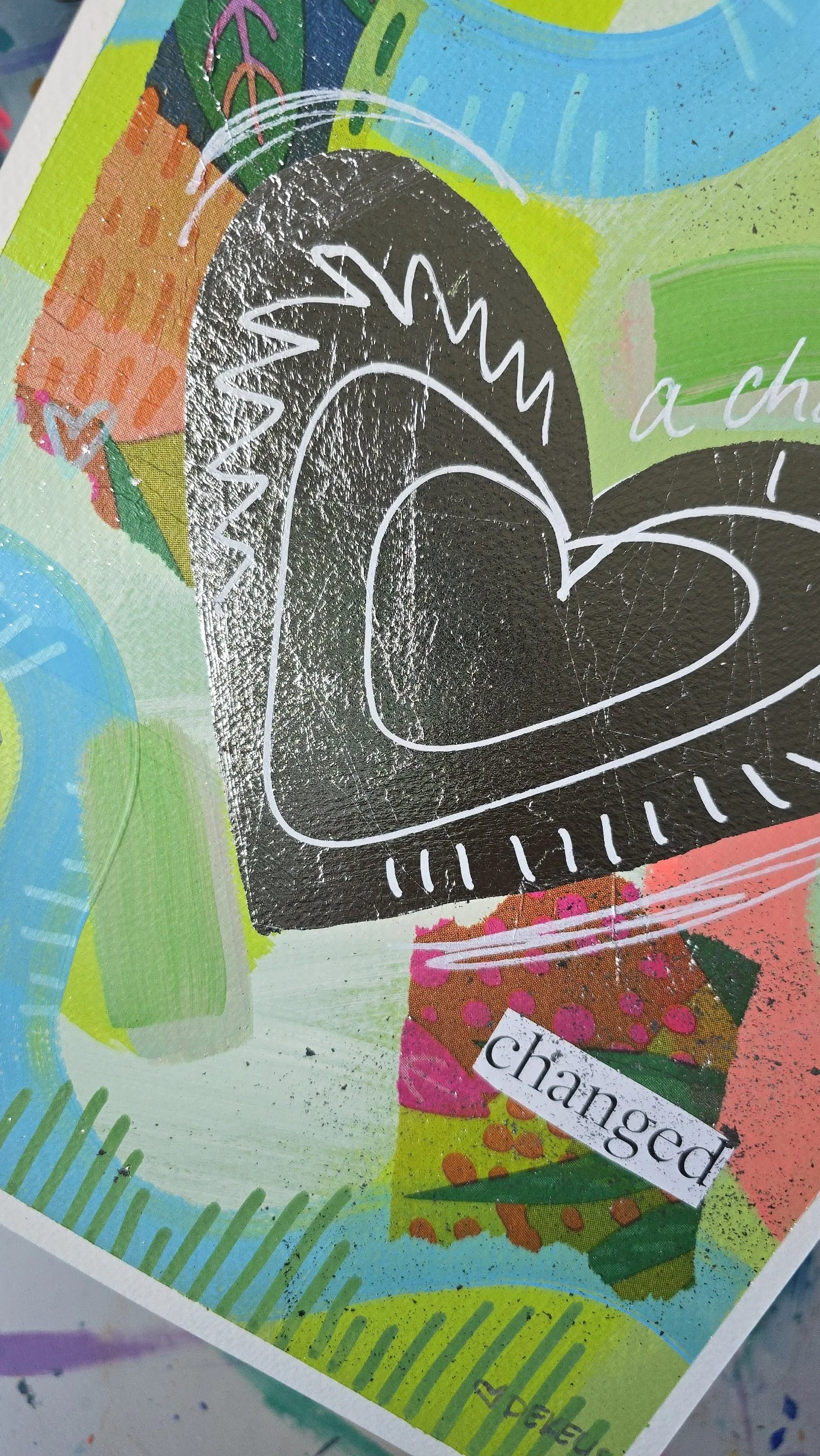A Changed Heart Mixed Media Abstract Painting DeKelis Art Studio