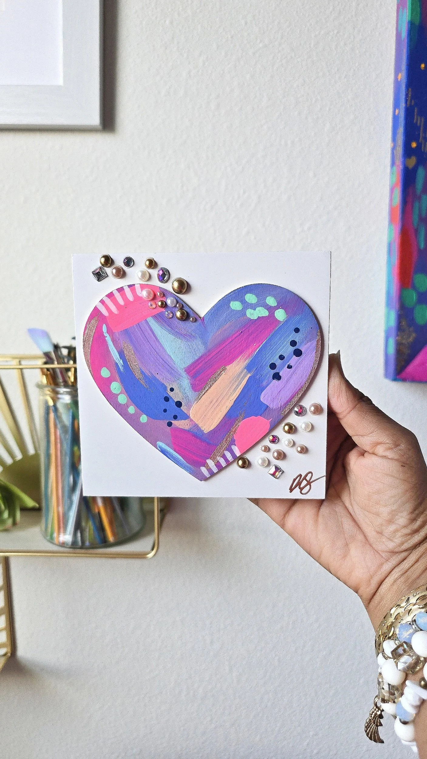 "So Loved" No. 11 - Hand Painted Wooden Heart Block