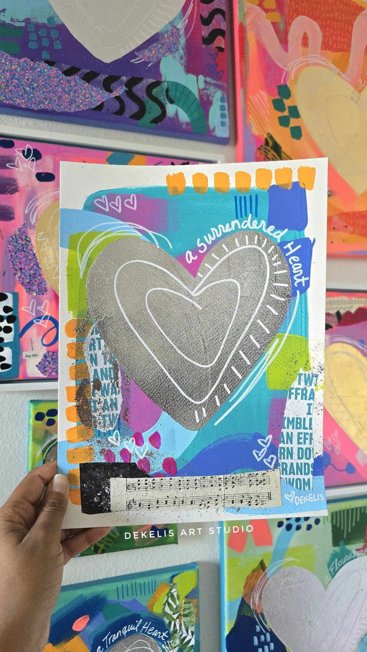 A Surrendered Heart Mixed Media Abstract Painting DeKelis Art Studio